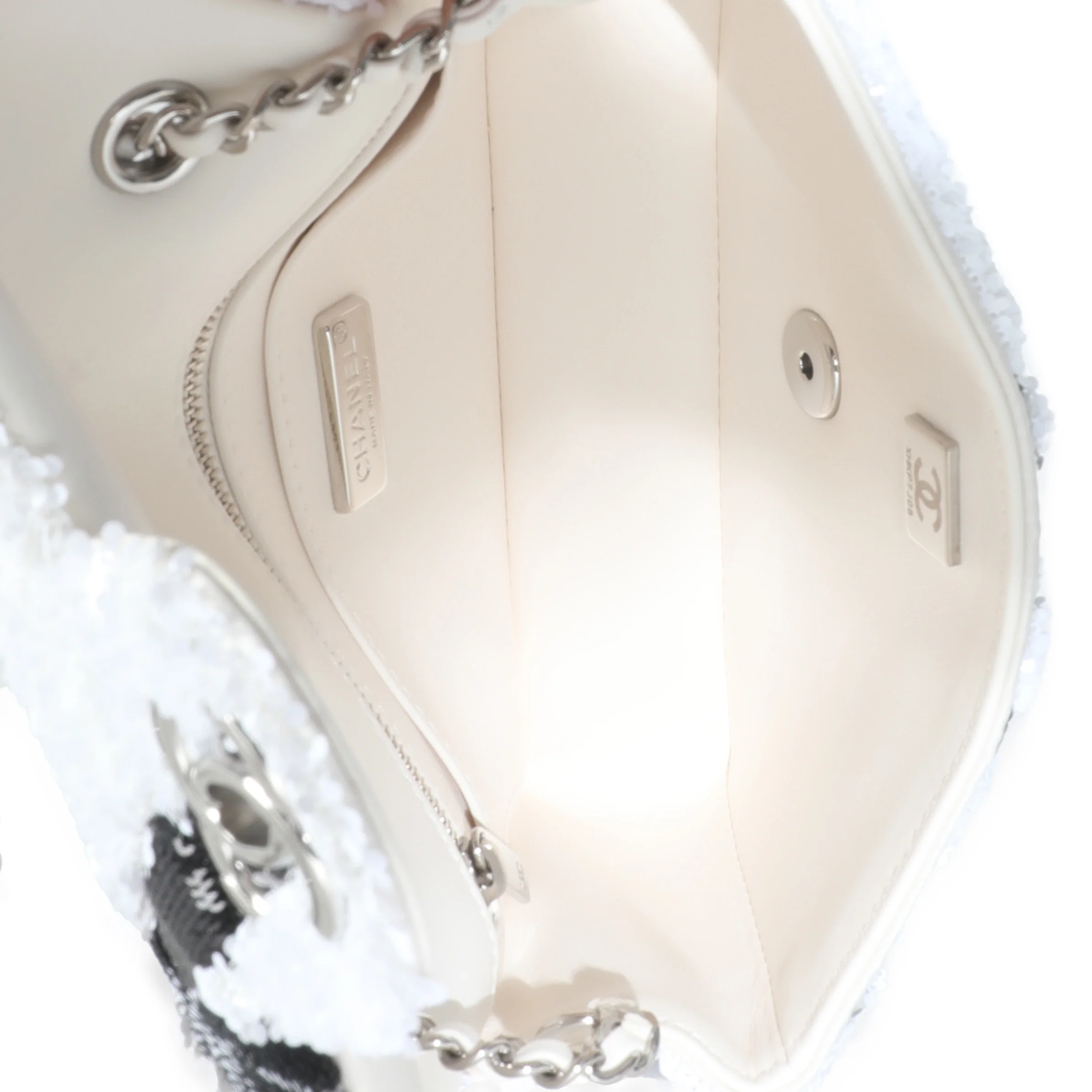 White Black Sequin Bow Mini Rectangular Flap Bag - Image 8
