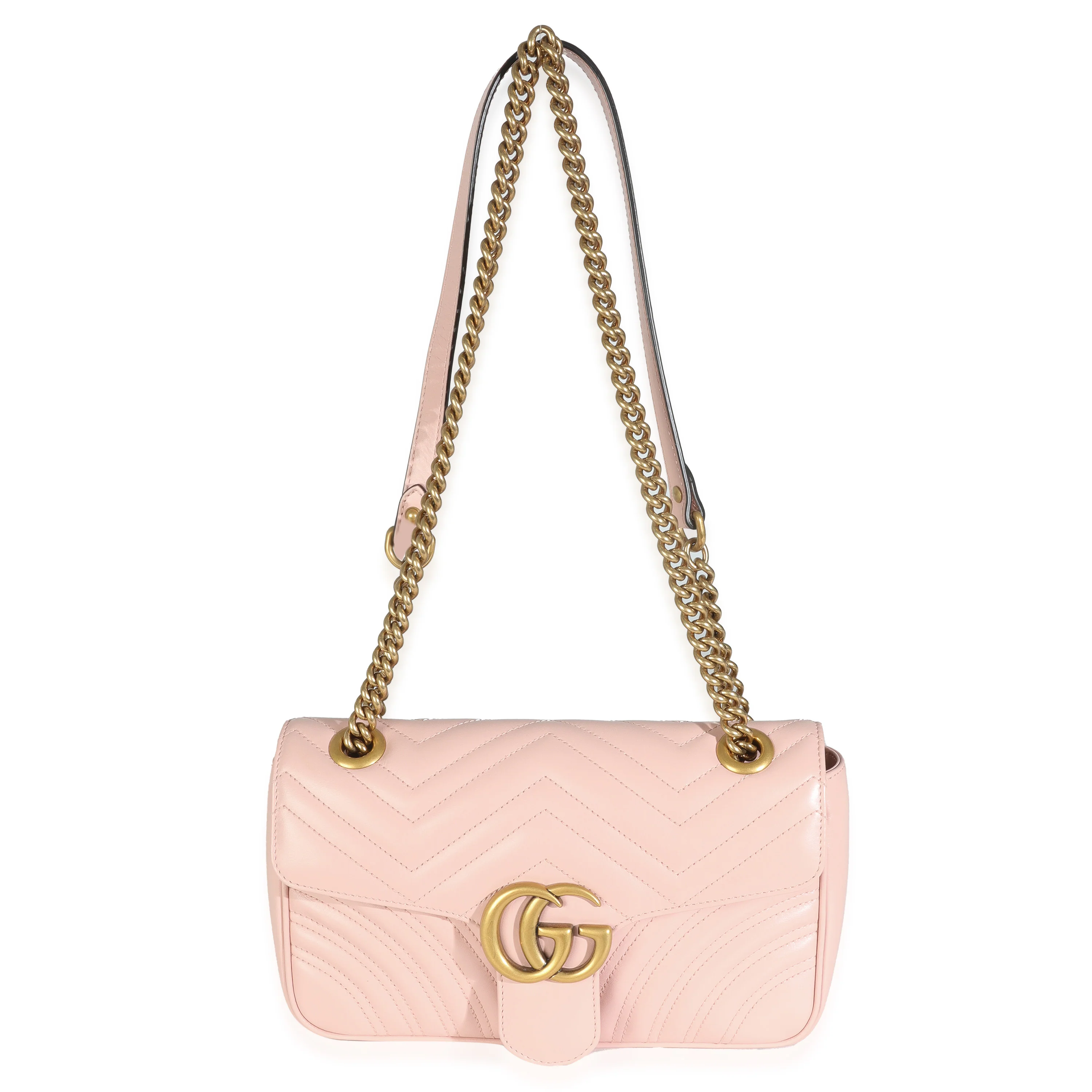 Pink Calfskin Matelasse Small GG Marmont Shoulder Bag - Image 8