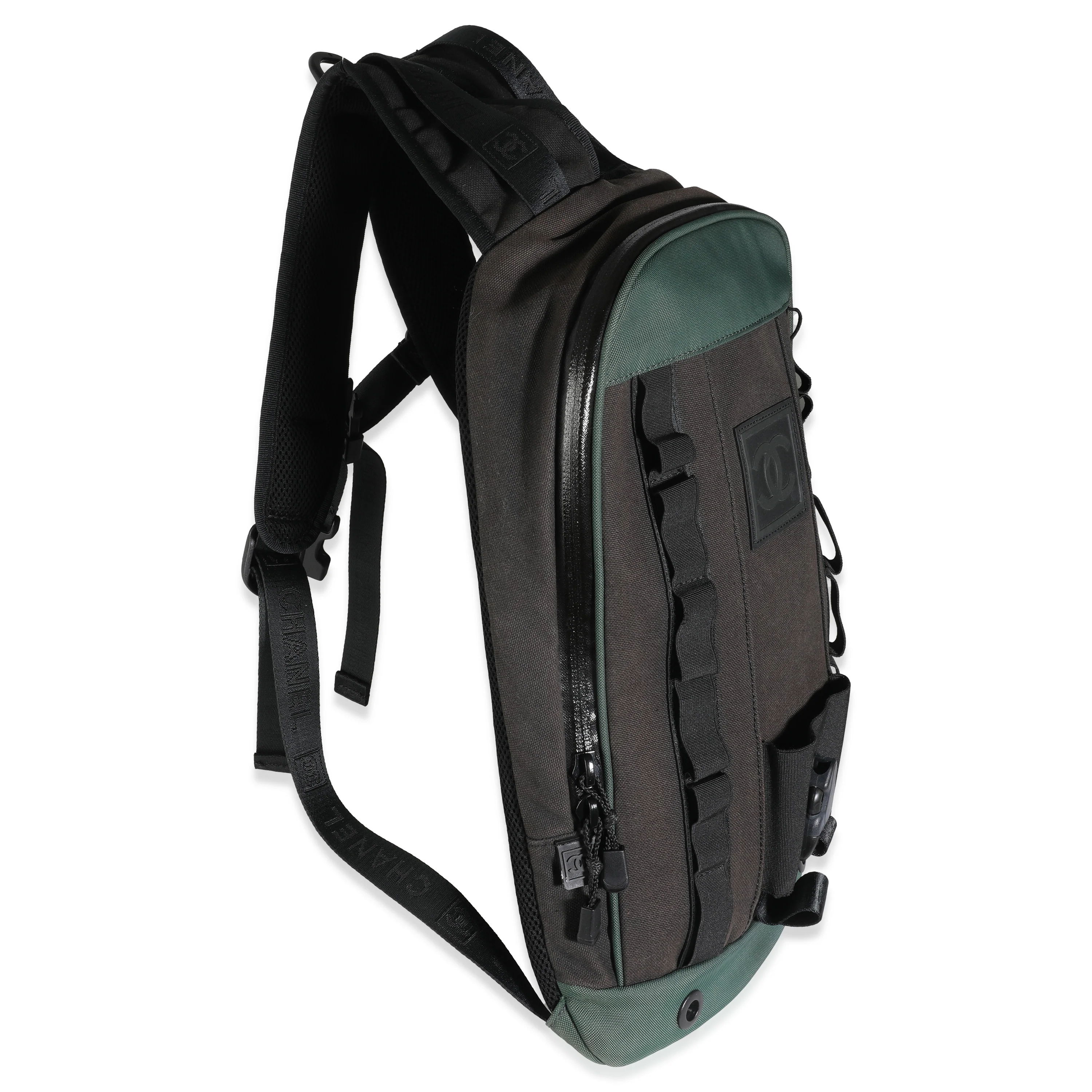 Black Green Nylon Sports Line Backpack - Image 3