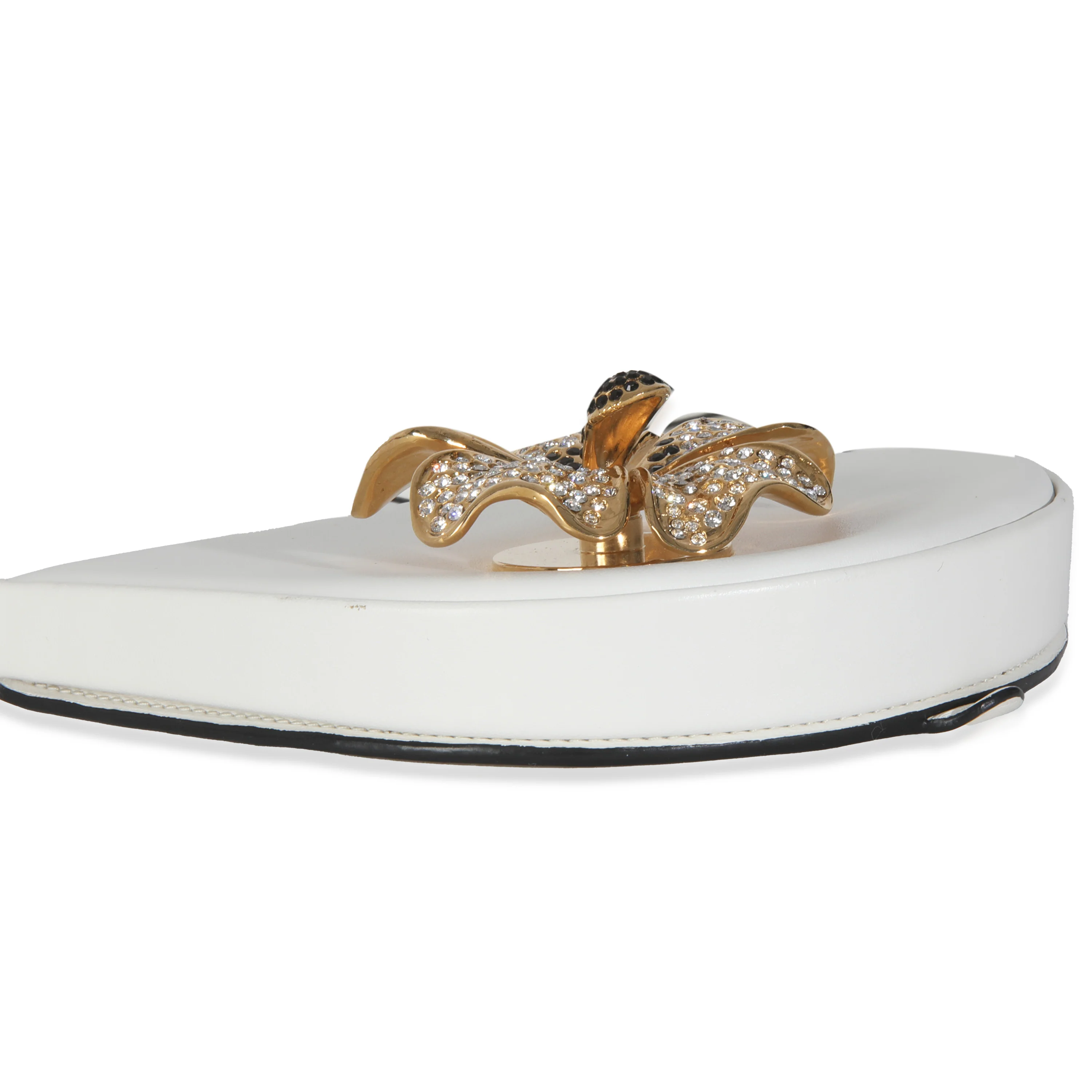 White Calfskin Heel Metal Flower Crossbody - Image 5