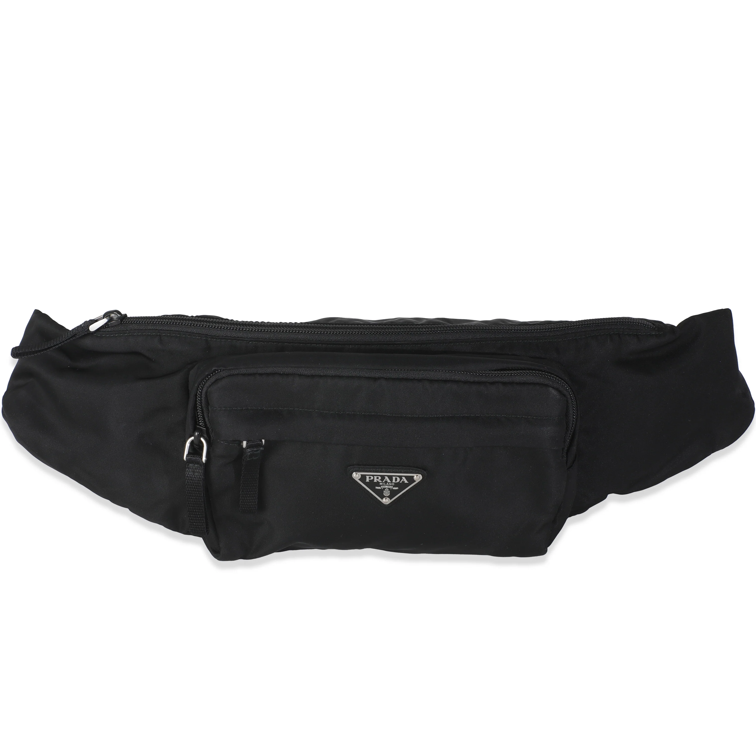 Black Re-Nylon Saffiano Logo Waist Bag