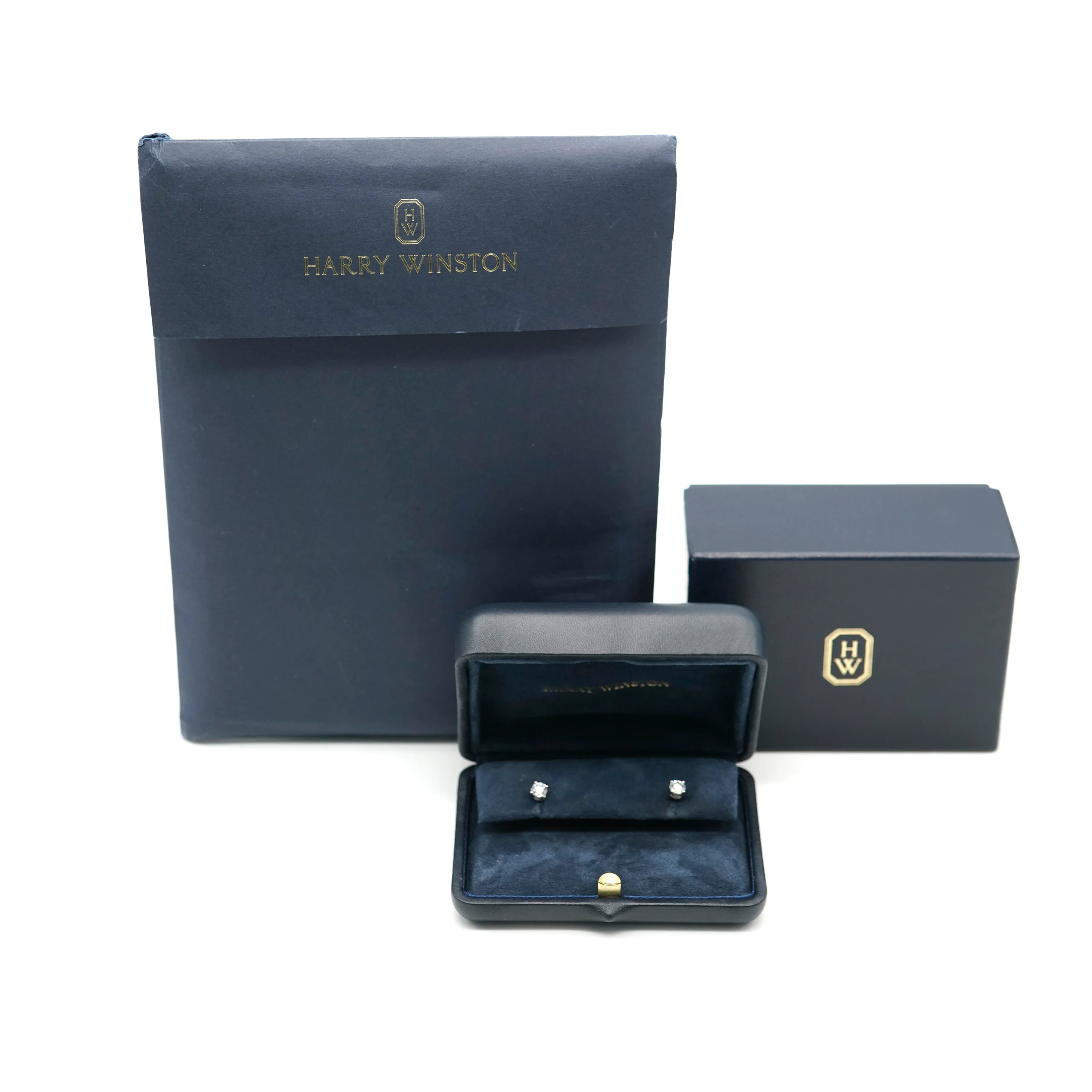 Harry Winston Round Diamond Stud Earrings in Platinum - Image 3
