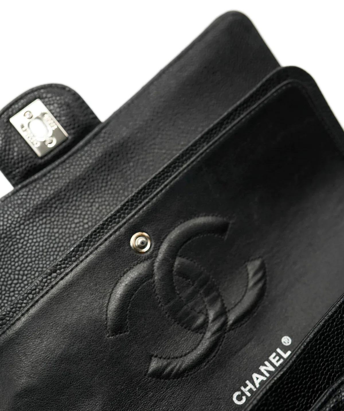 Chanel Black Quilted Caviar Medium Classic Double Flap - Image 6