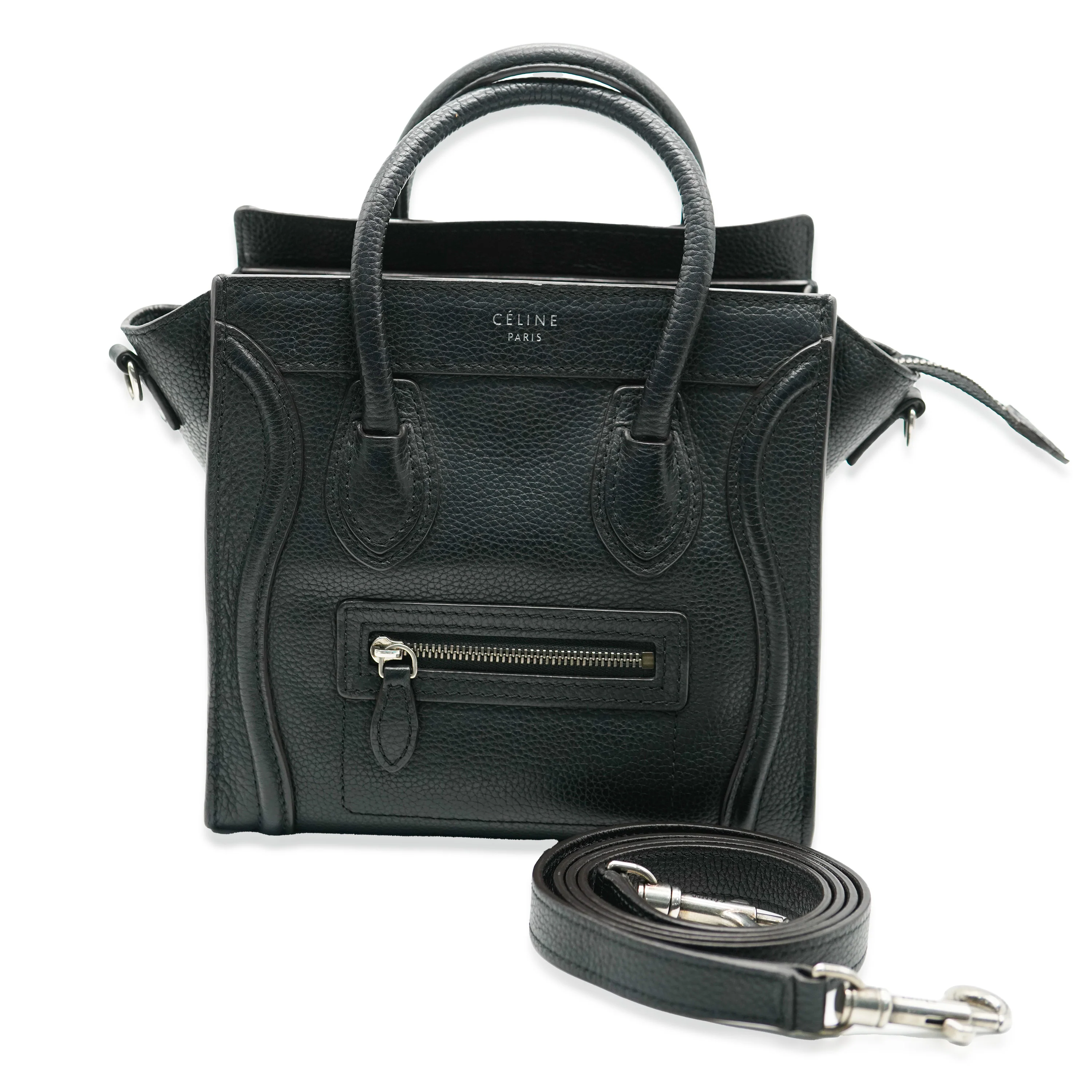 Celine Black Drummed Leather Nano Luggage - Image 4