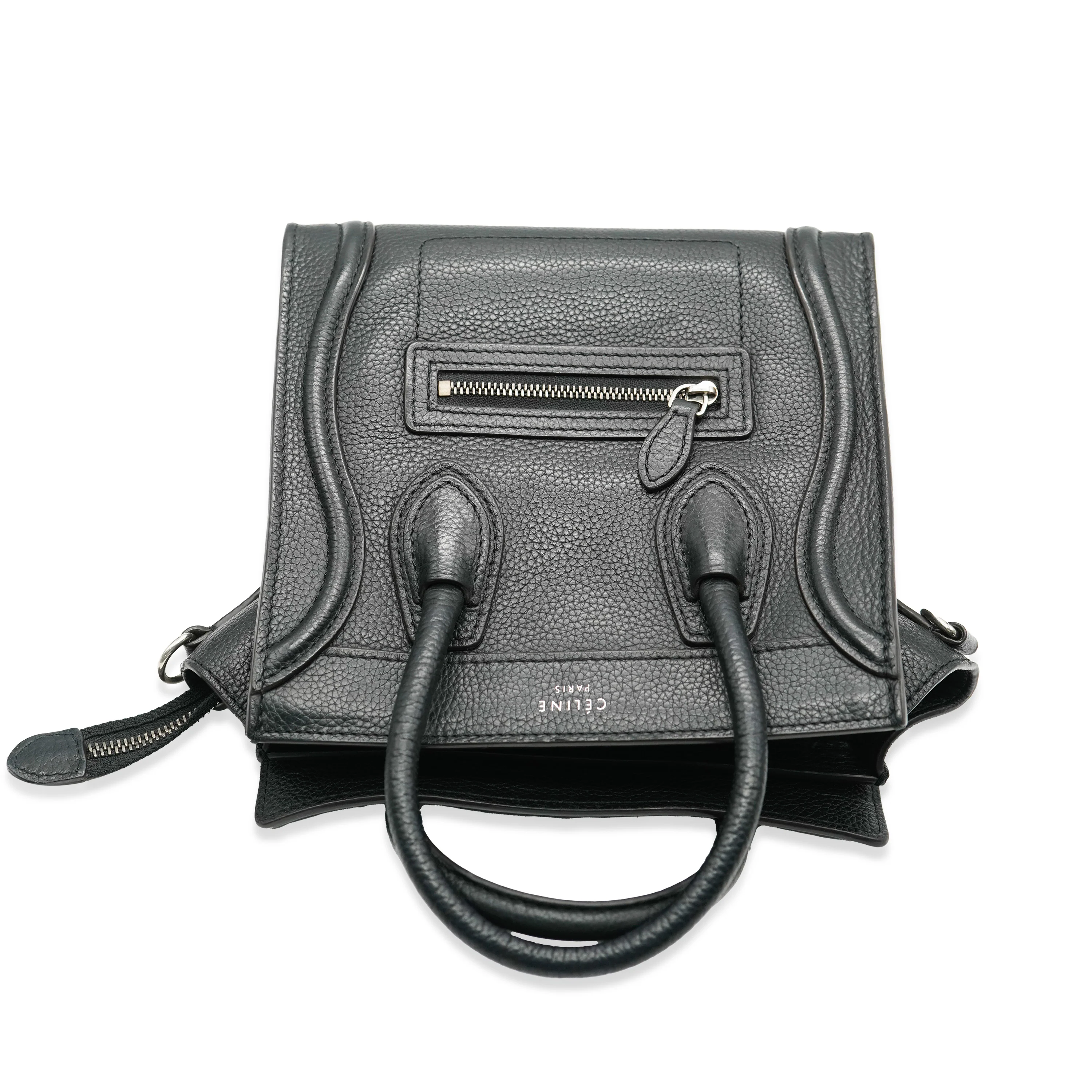 Celine Black Drummed Leather Nano Luggage - Image 6
