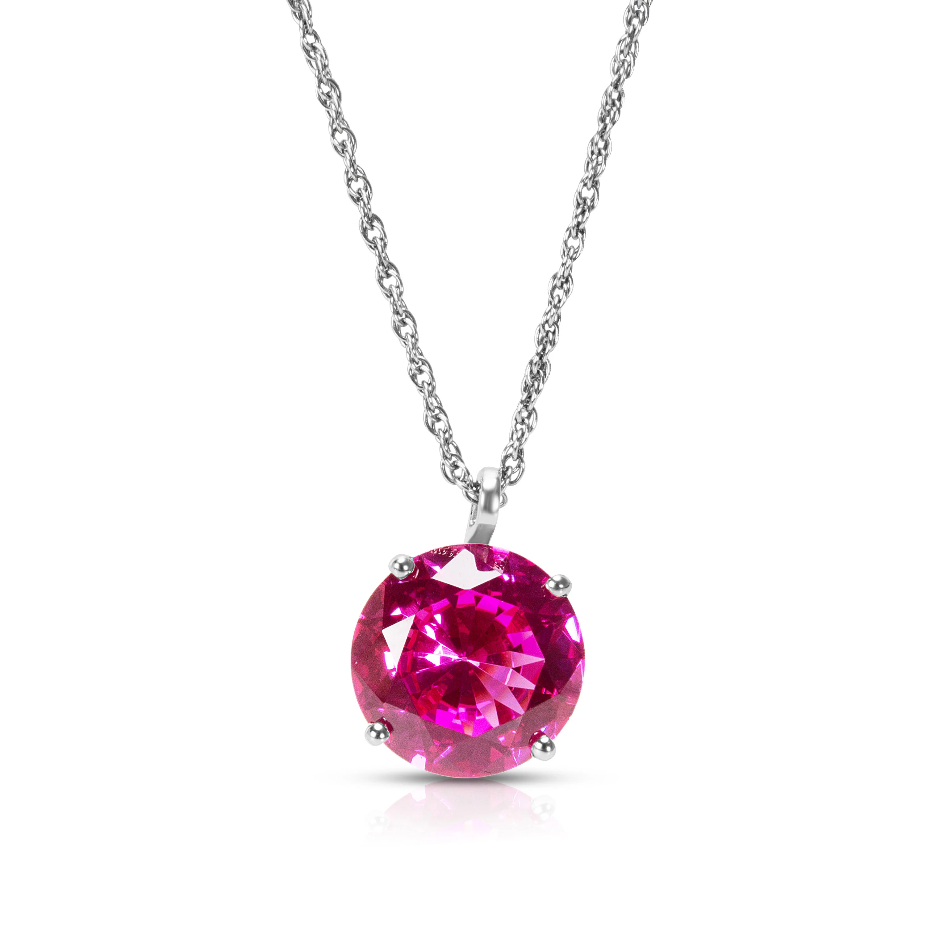 BRAND NEW Created Sapphire Pendant in Sterling Silver with Chain 14mm - Image 4