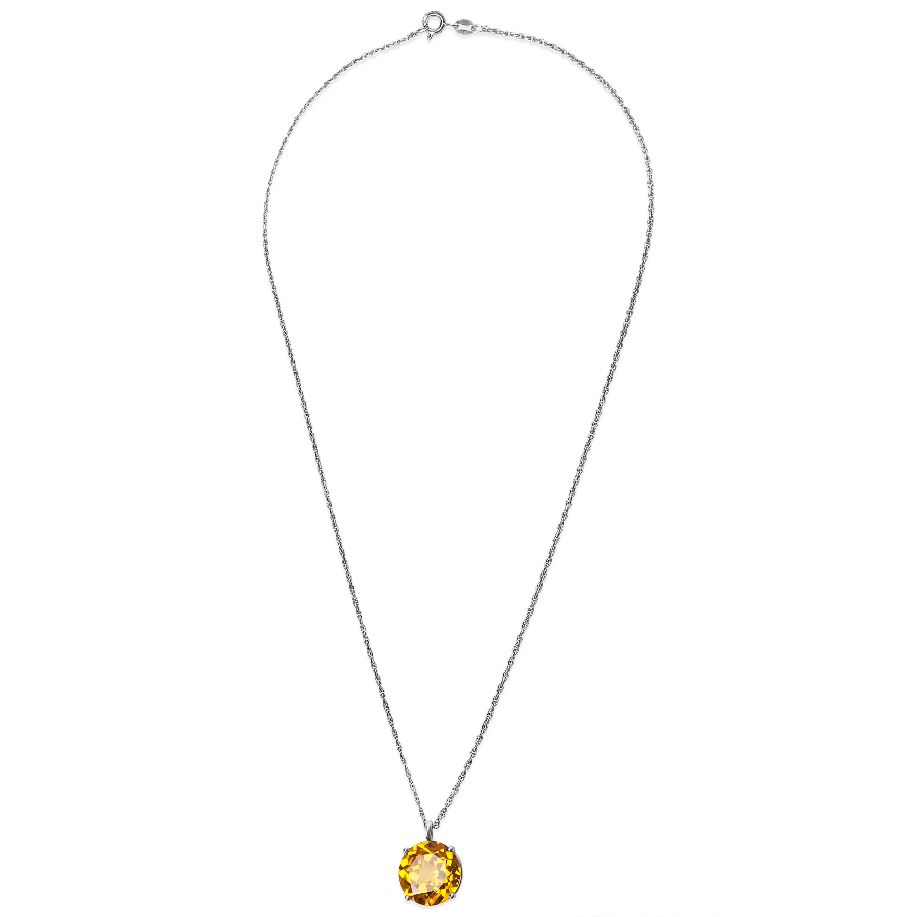 BRAND NEW Created Sapphire Pendant in Sterling Silver with Chain 14mm - Image 5