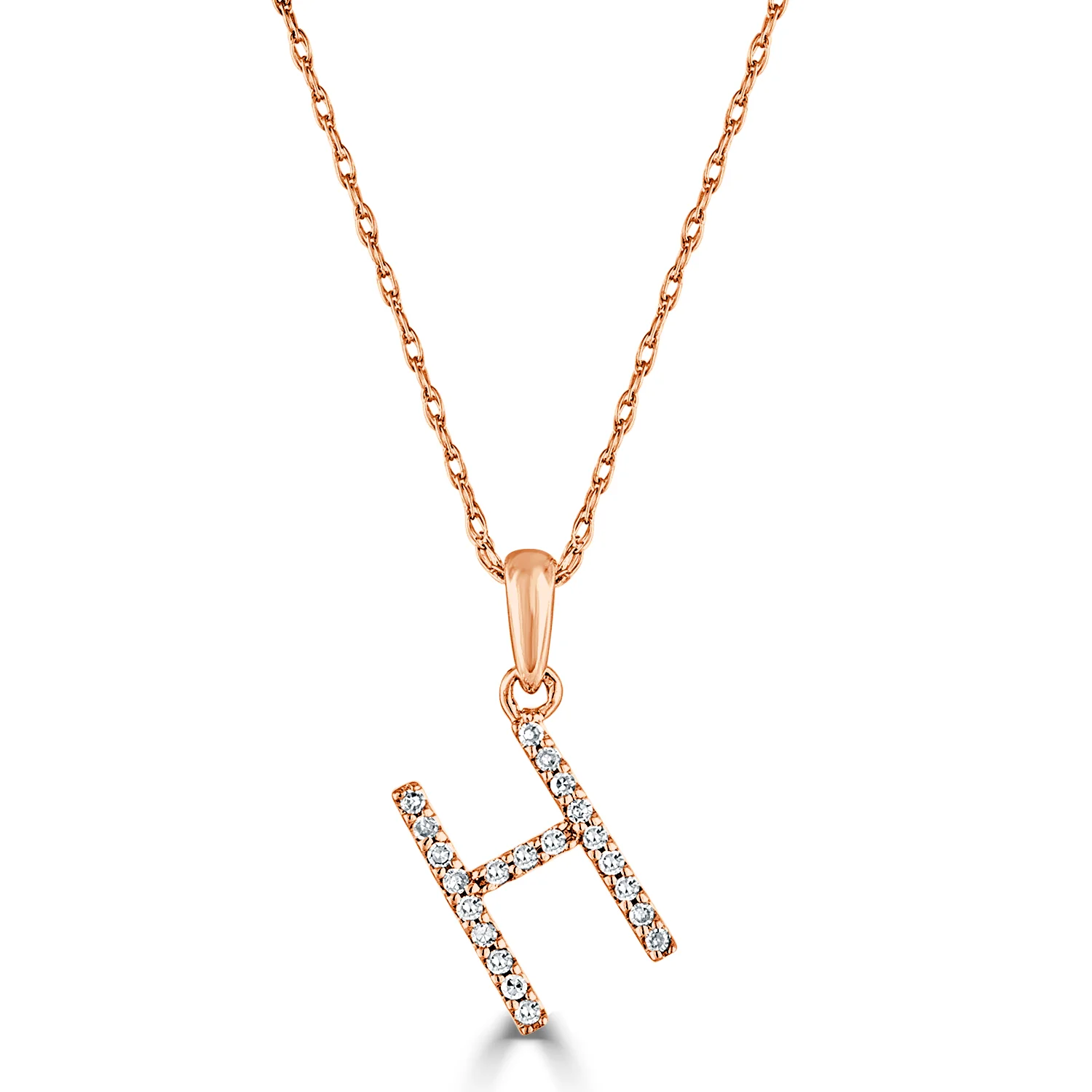 14k White Gold & Diamond Initial Necklace- H - Image 2
