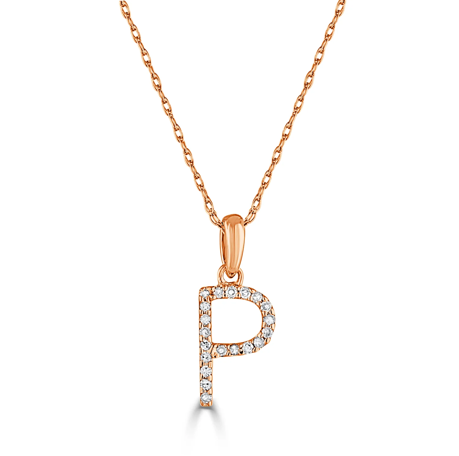 14k White Gold & Diamond Initial Necklace- P - Image 2