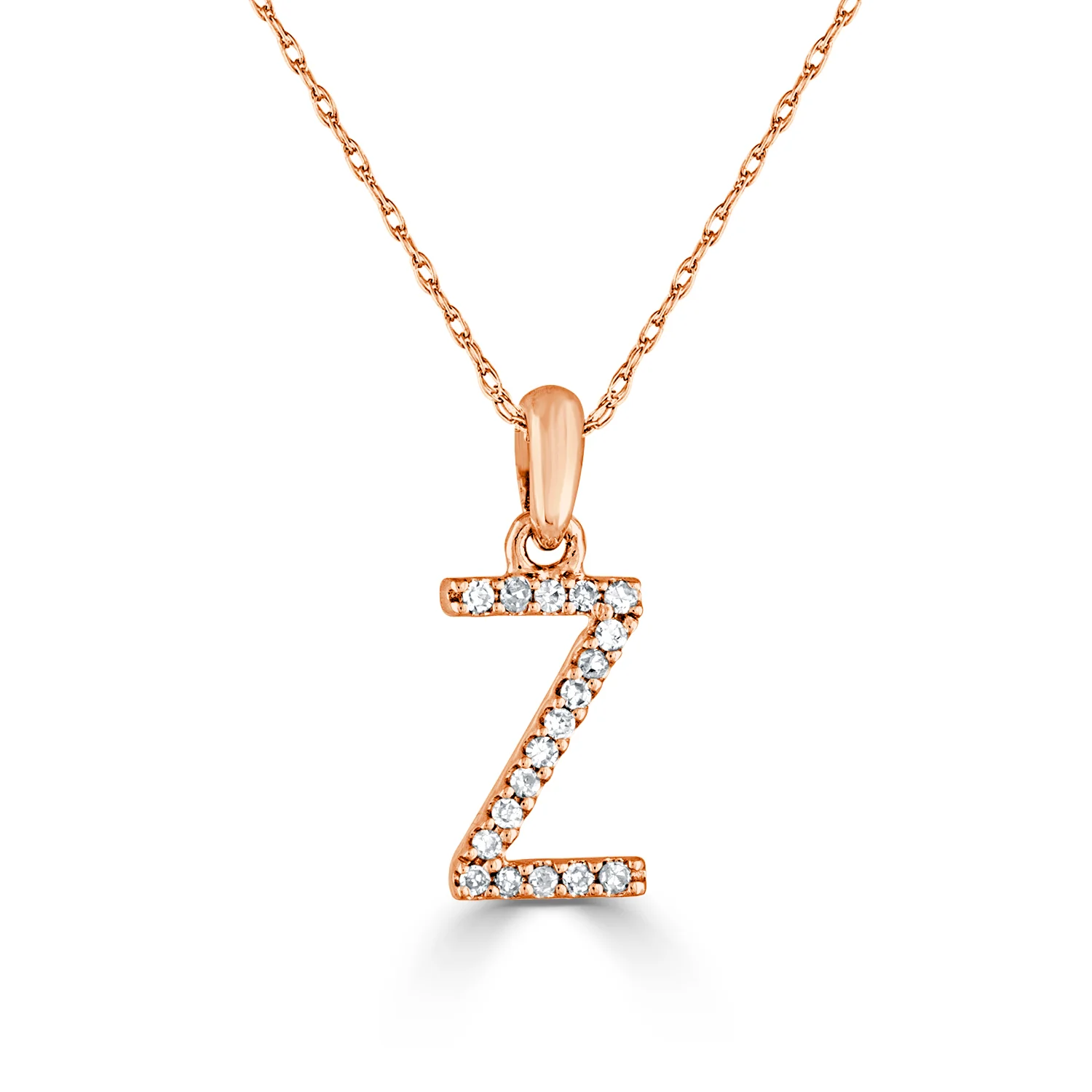White 14k Gold & Diamond Initial Necklace- Z - Image 2
