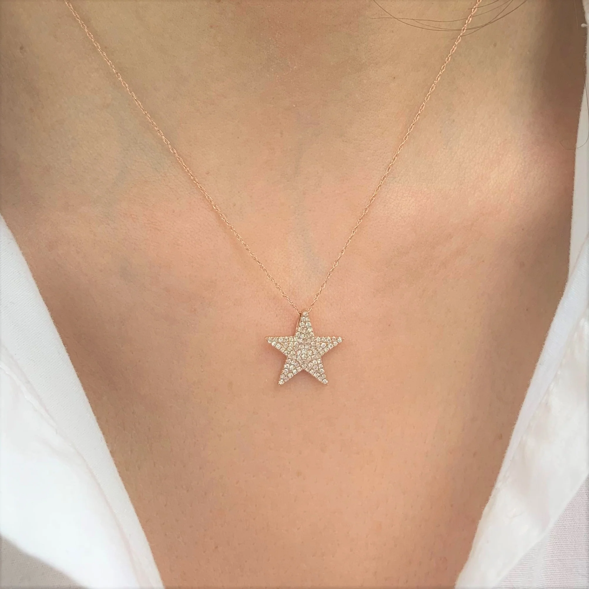 Diamond Star Necklace in 14K Yellow Gold - Image 3