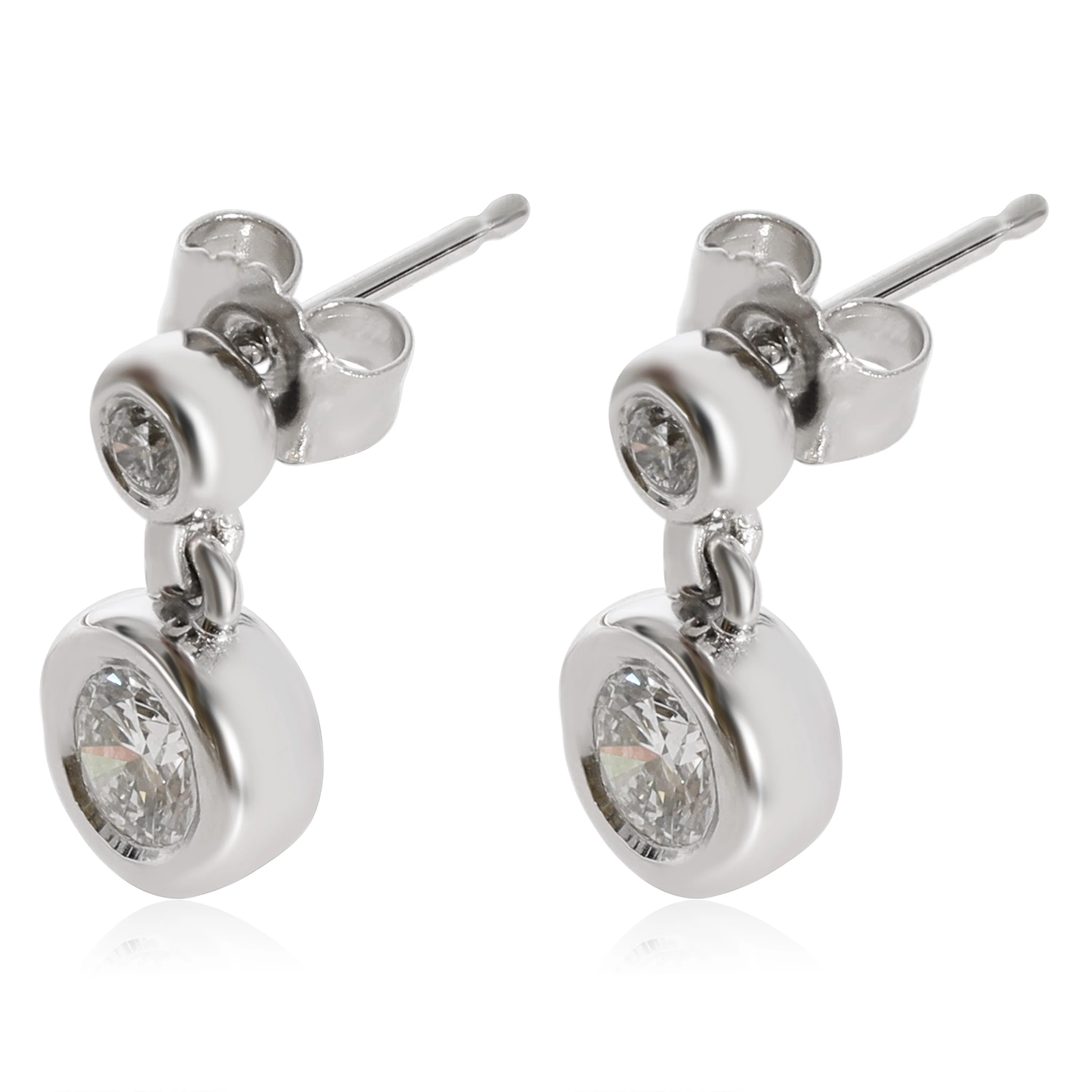 Diamond Bezel Set Drop Earrings in 14K White Gold (0.57 CTW G-H/SI2) - Image 2