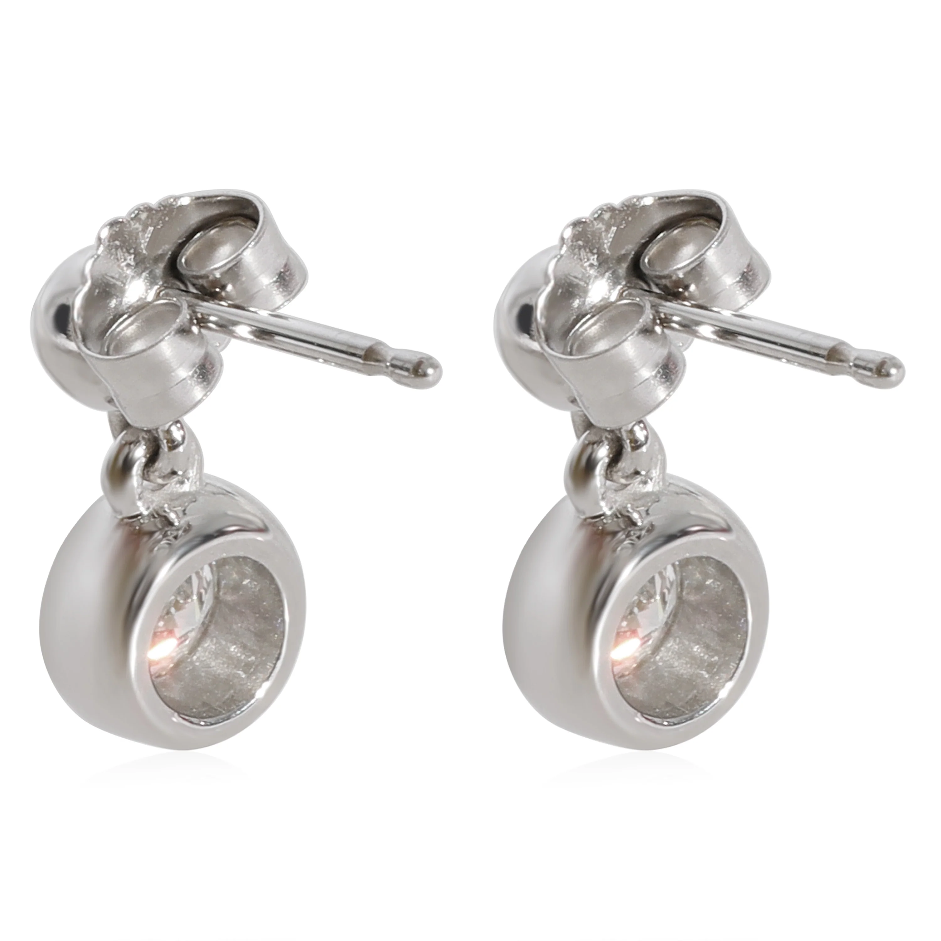 Diamond Bezel Set Drop Earrings in 14K White Gold (0.57 CTW G-H/SI2) - Image 3