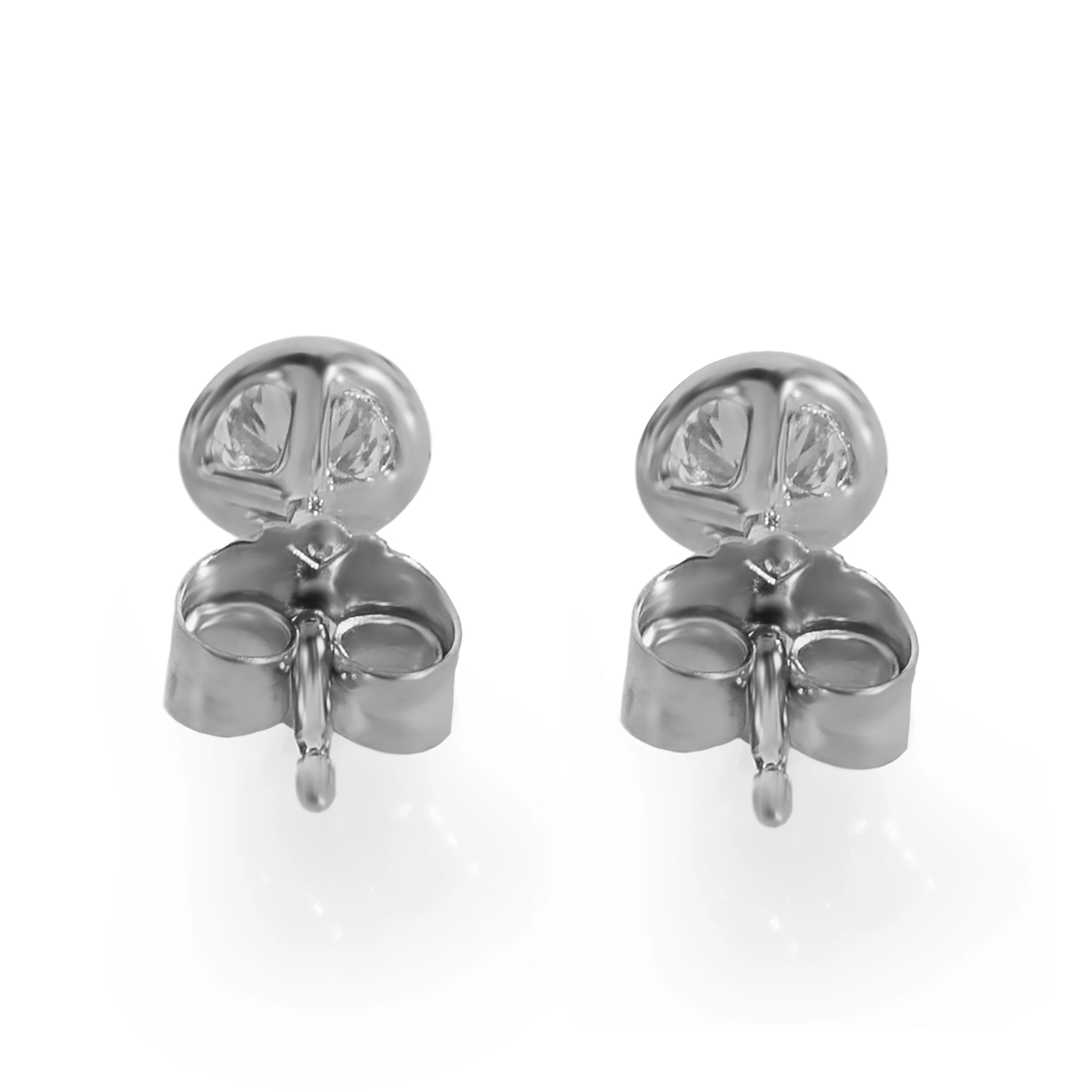 Bezel Set Diamond Stud Earrings in 14K White Gold 1/3 Ctw - Image 3