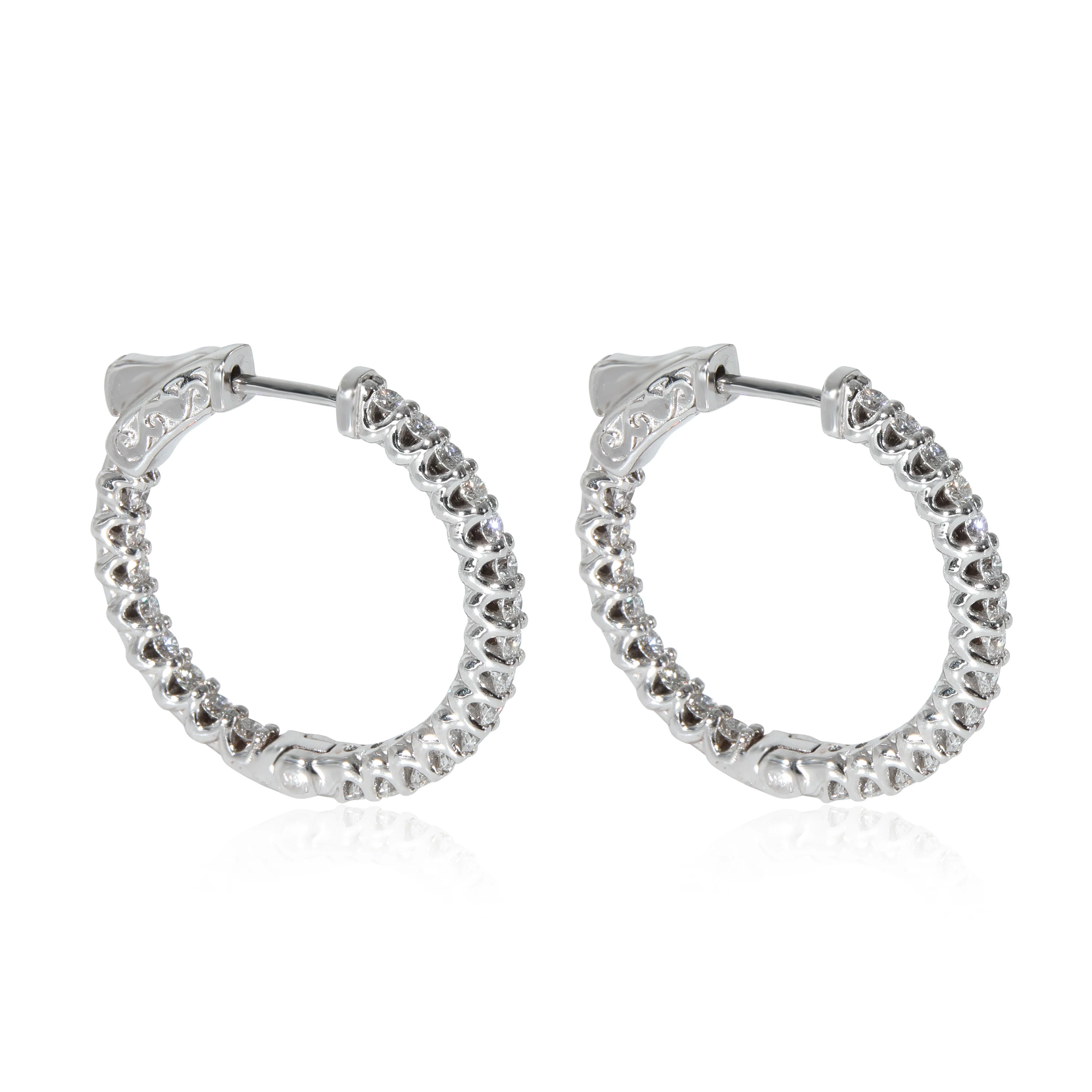 Diamond In and Out Hoop Earrings in 14K White Gold (1.20 CTW G-H/SI) - Image 2