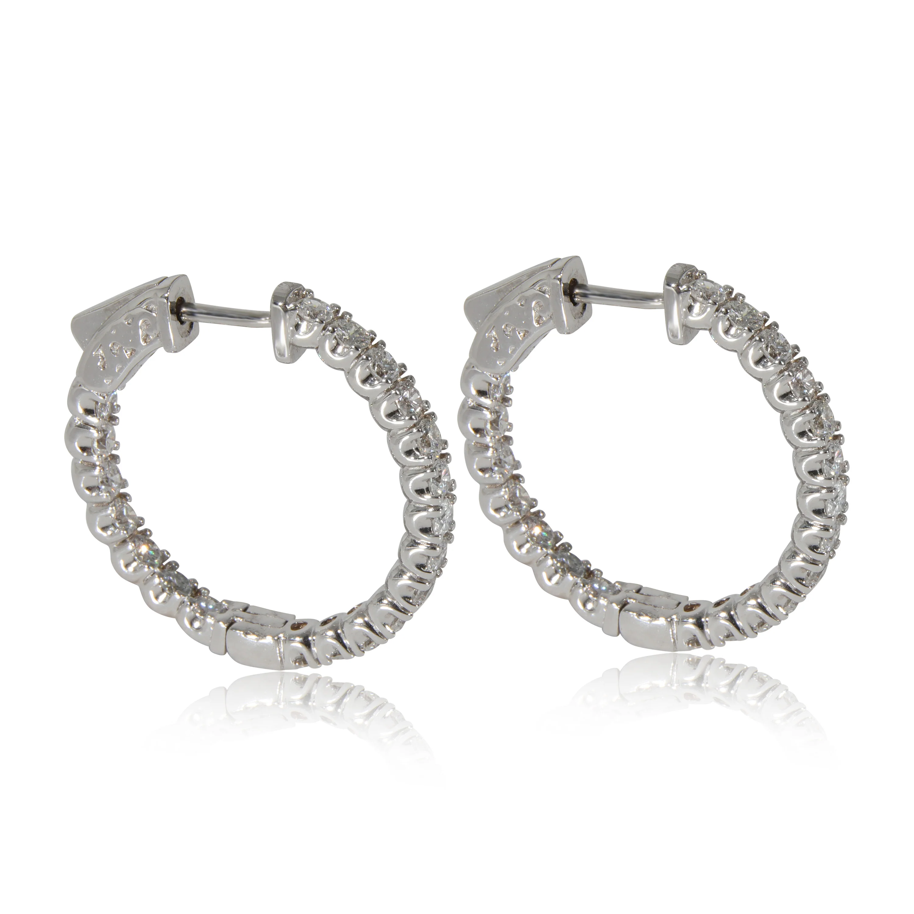 Diamond In and Out Hoop Earrings in 14K White Gold (2.0.0 CTW G-H/SI) - Image 2