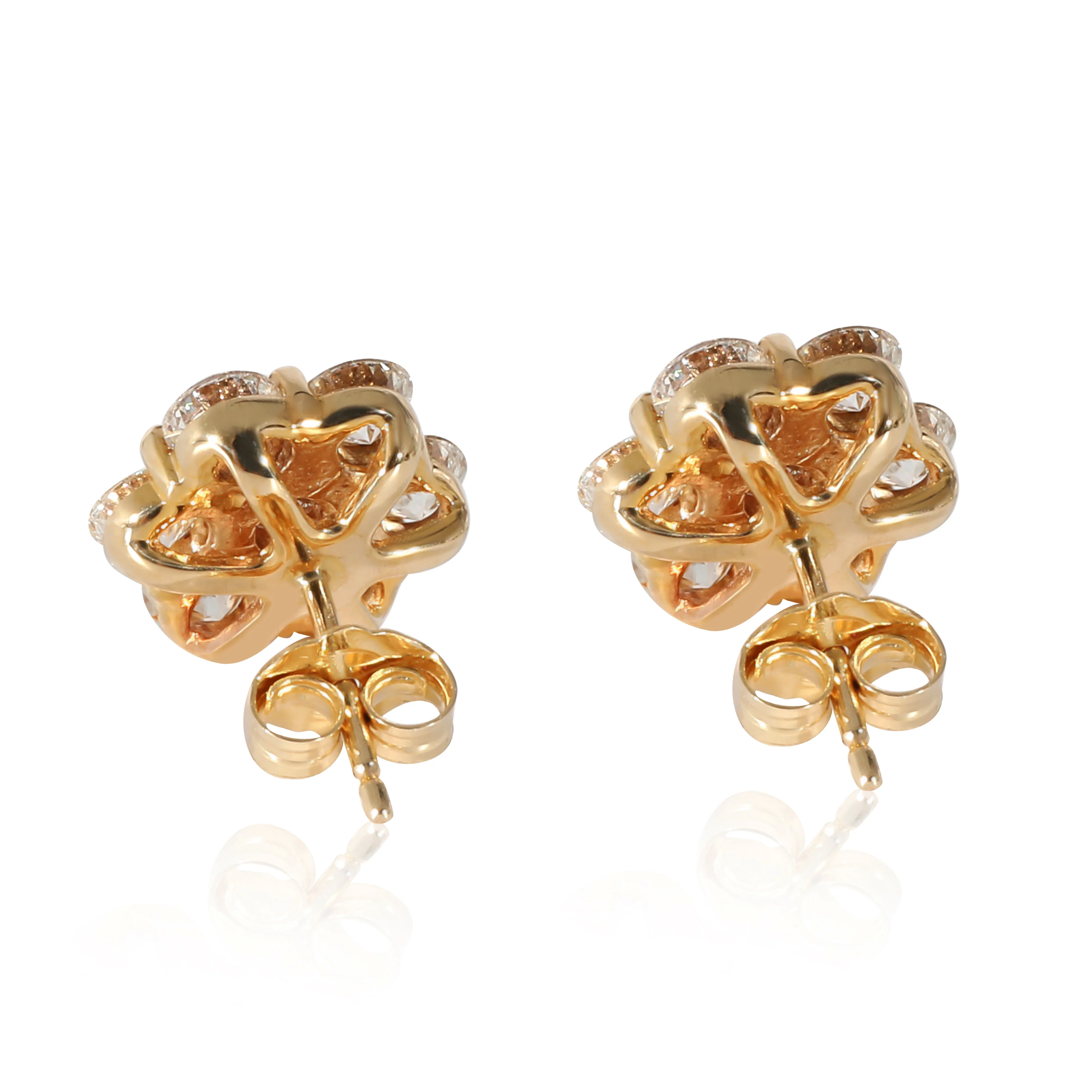 14K Yellow Gold 2 5/8ctw Diamond Flower Cluster Earrings - Image 3