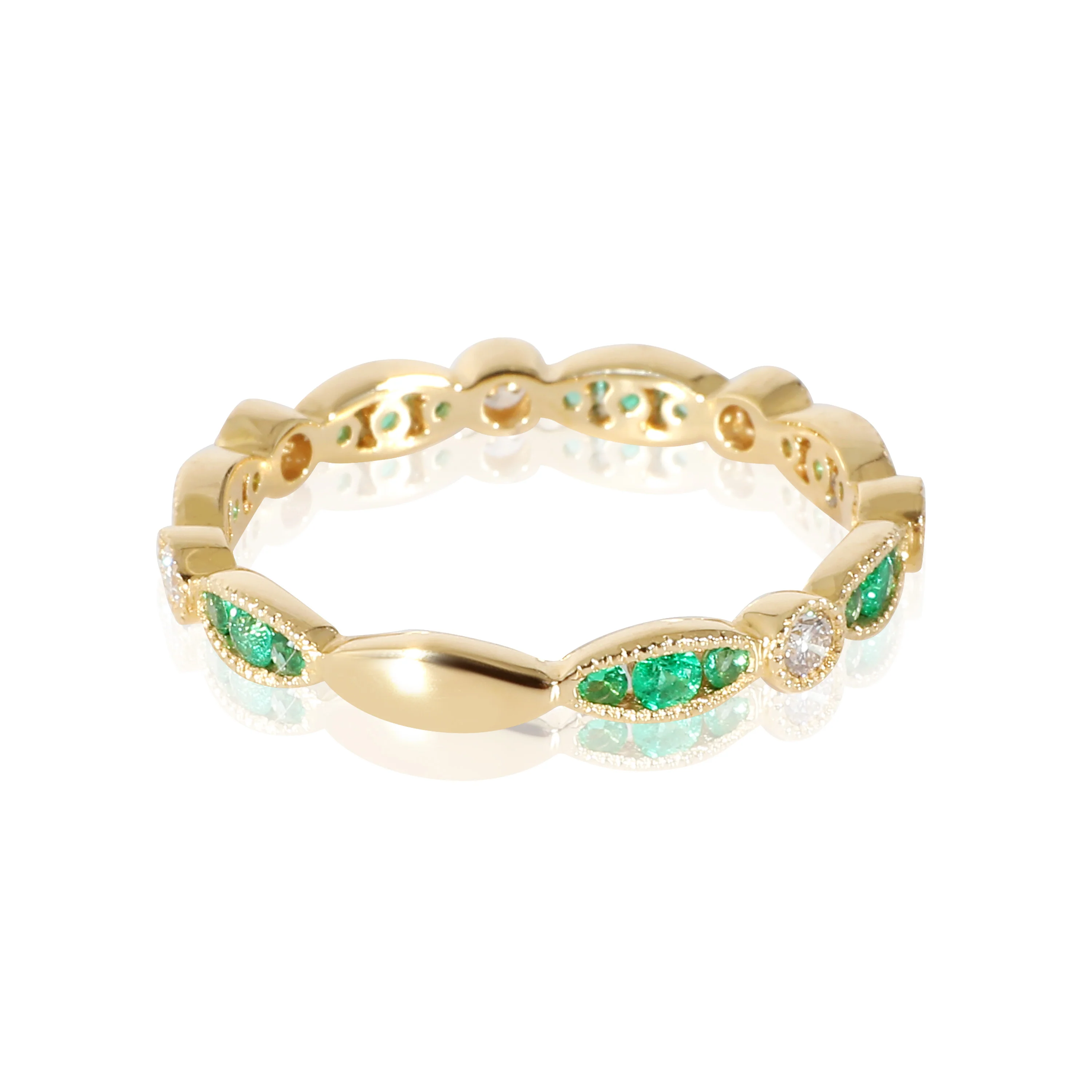 Emerald and Diamond Ring in 18K Yellow Gold - Image 3