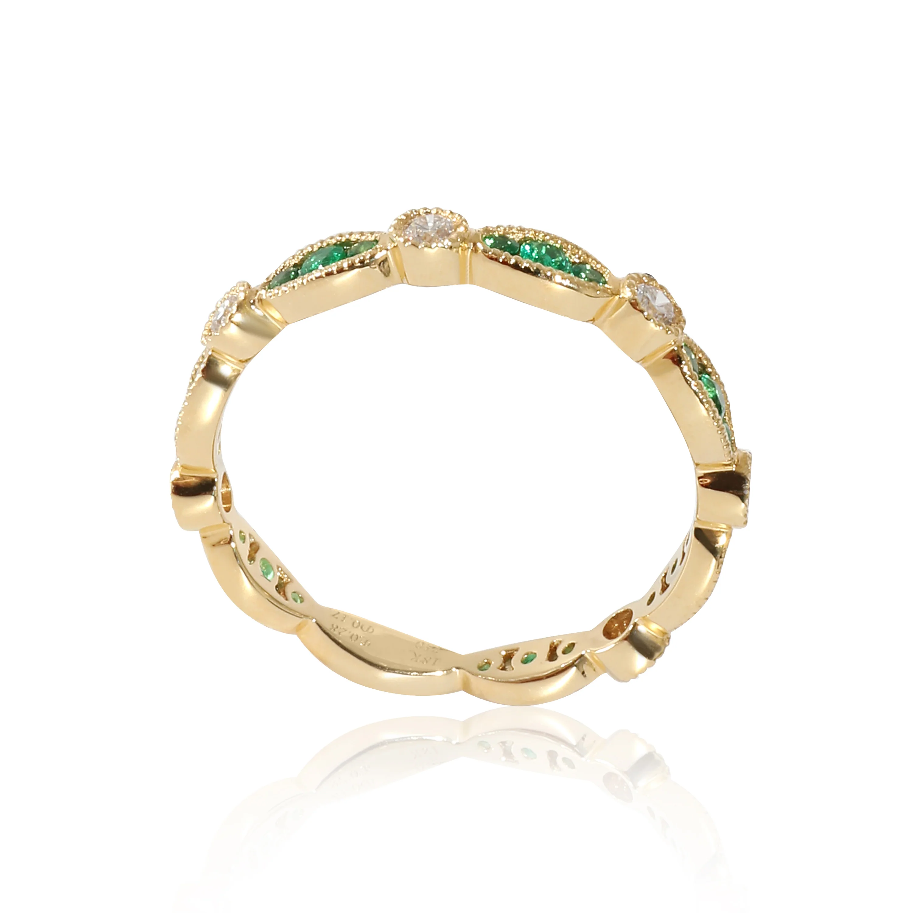 Emerald and Diamond Ring in 18K Yellow Gold - Image 5