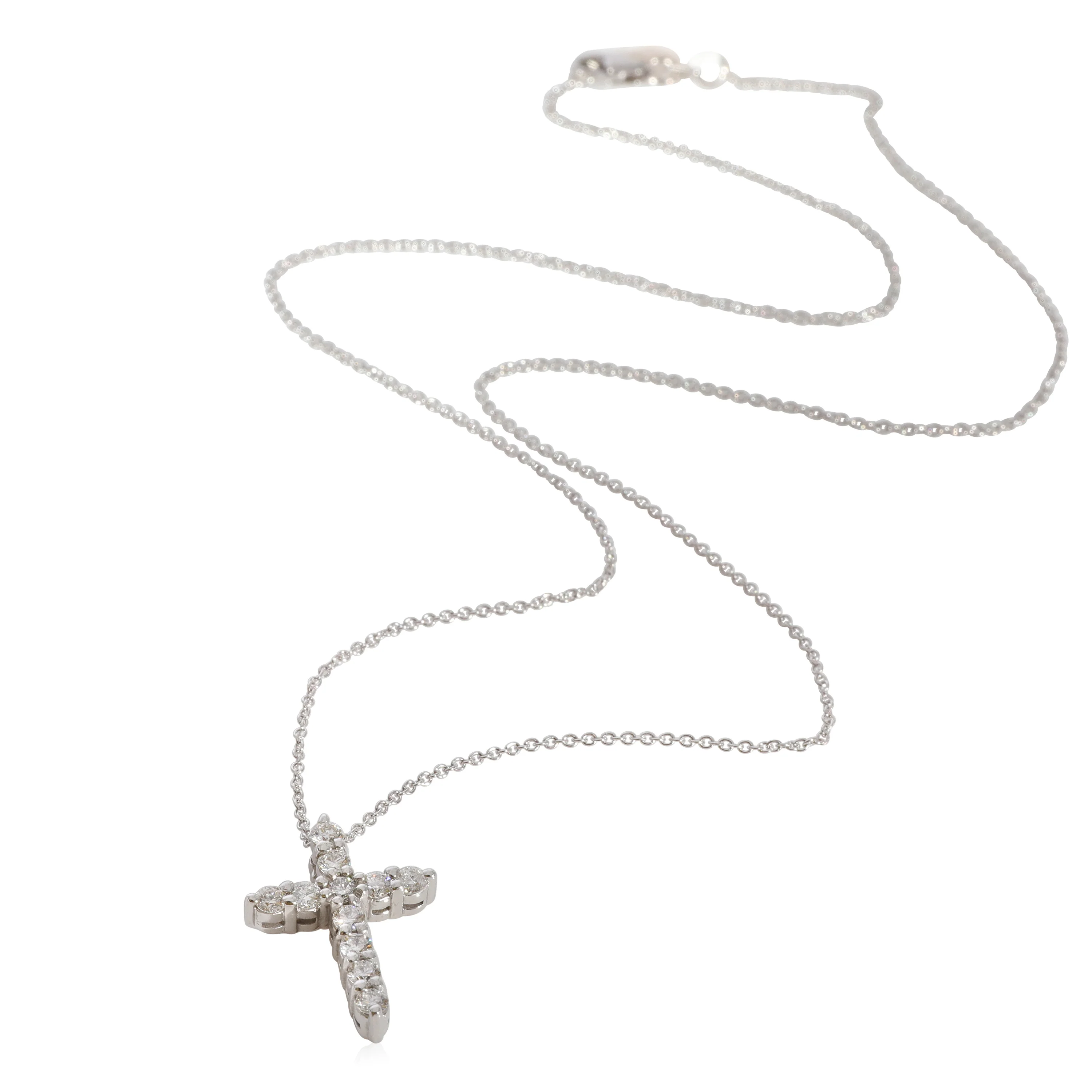 Diamond Cross Necklace in 14K White Gold 0.5 CTW - Image 3