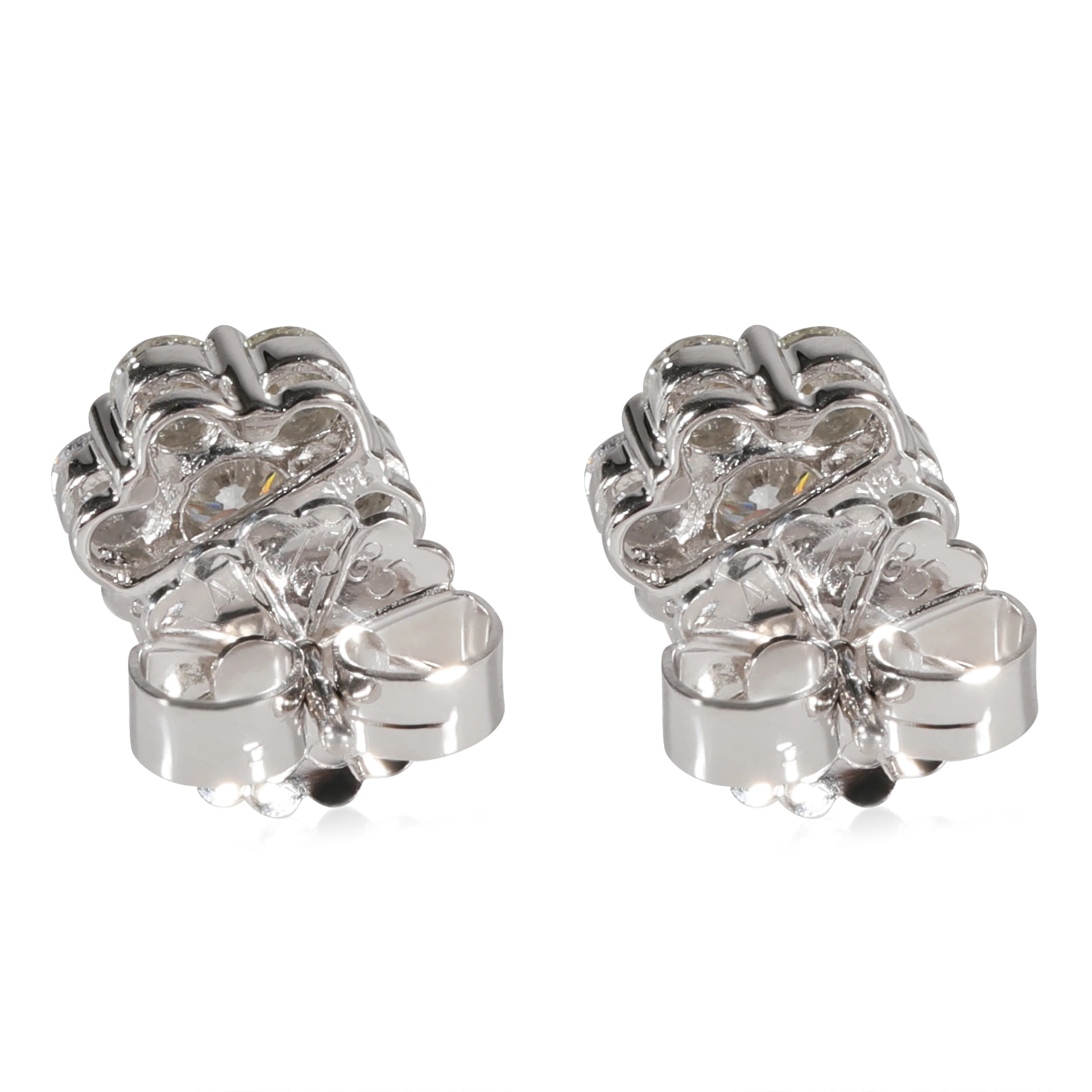 Diamond Cluster Earrings in 14K White Gold 1.37 CTW - Image 3