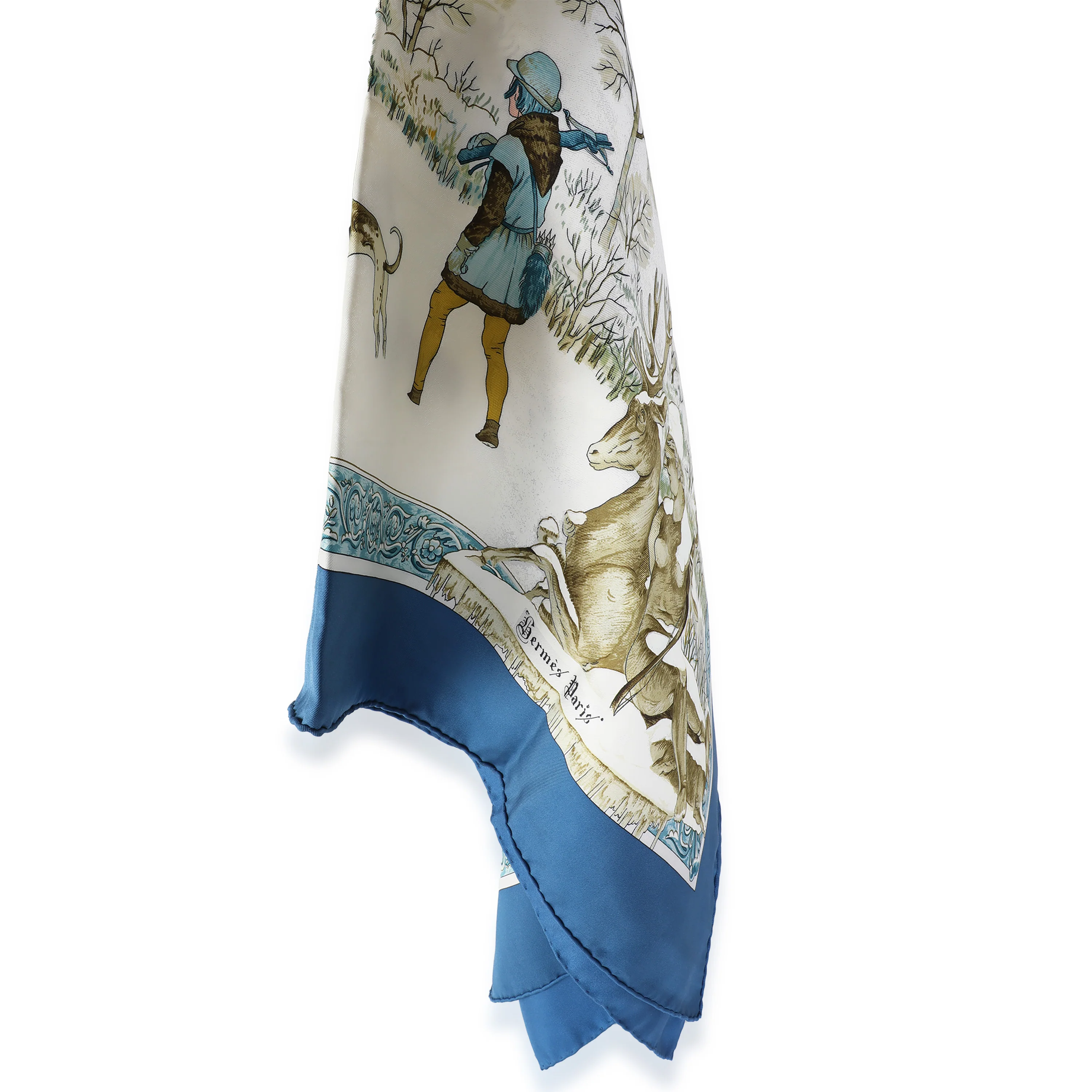 Navy Multicolor Silk LHiver Scarf 90 - Image 2