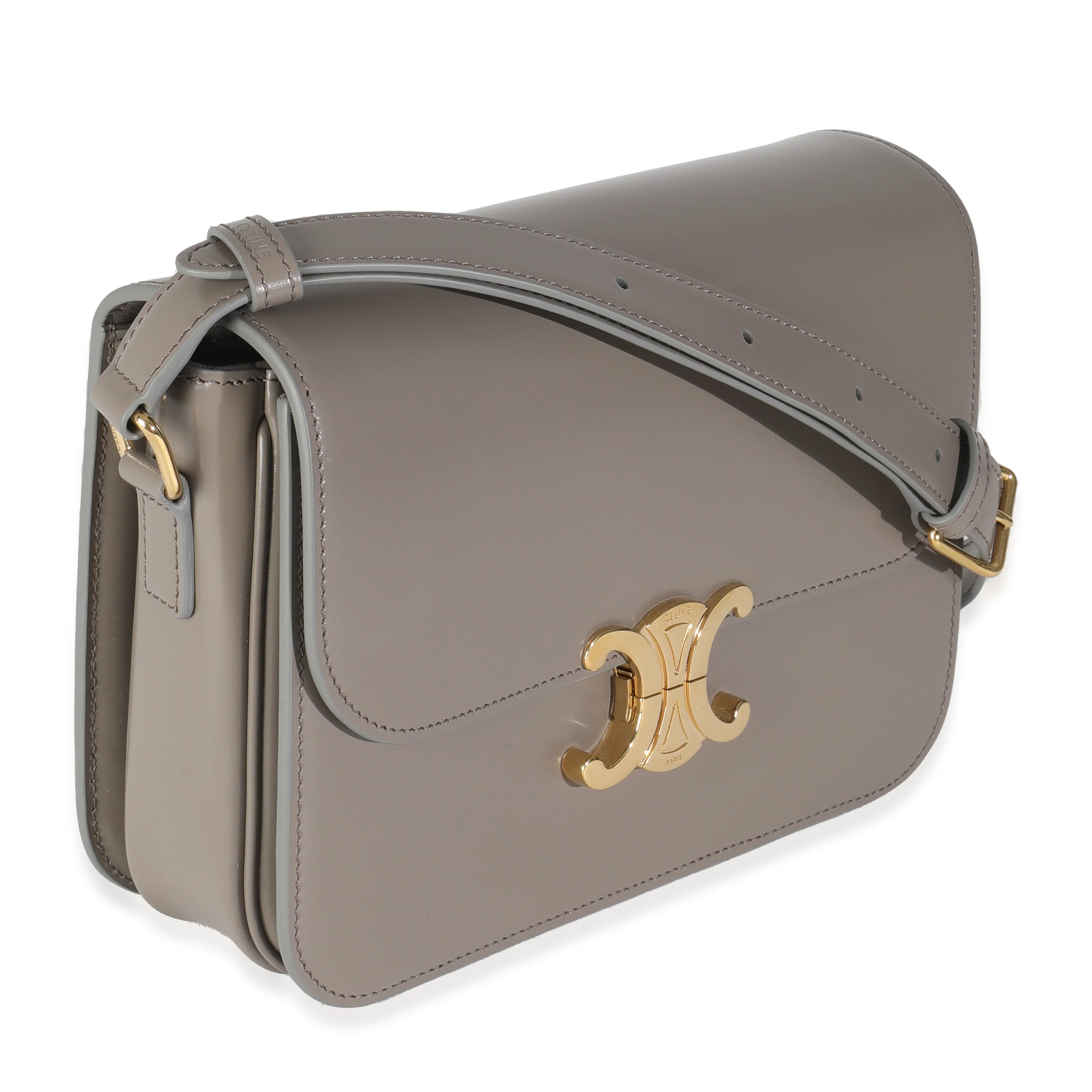 Pebble Shiny Calfskin Medium Classique Triomphe Bag - Image 3