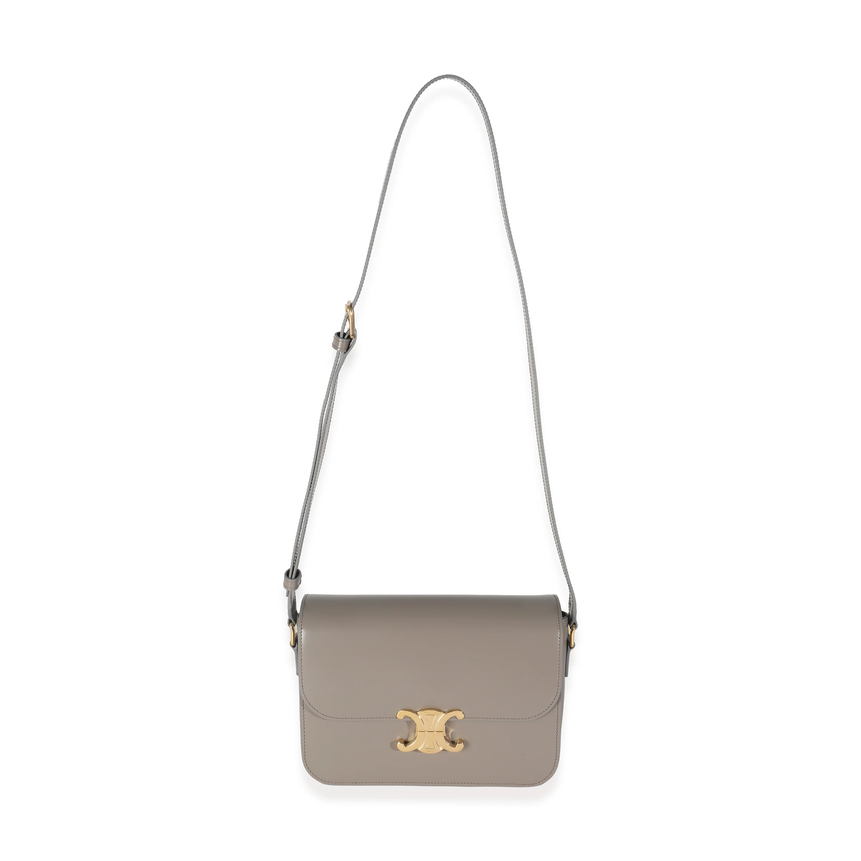 Pebble Shiny Calfskin Medium Classique Triomphe Bag - Image 8