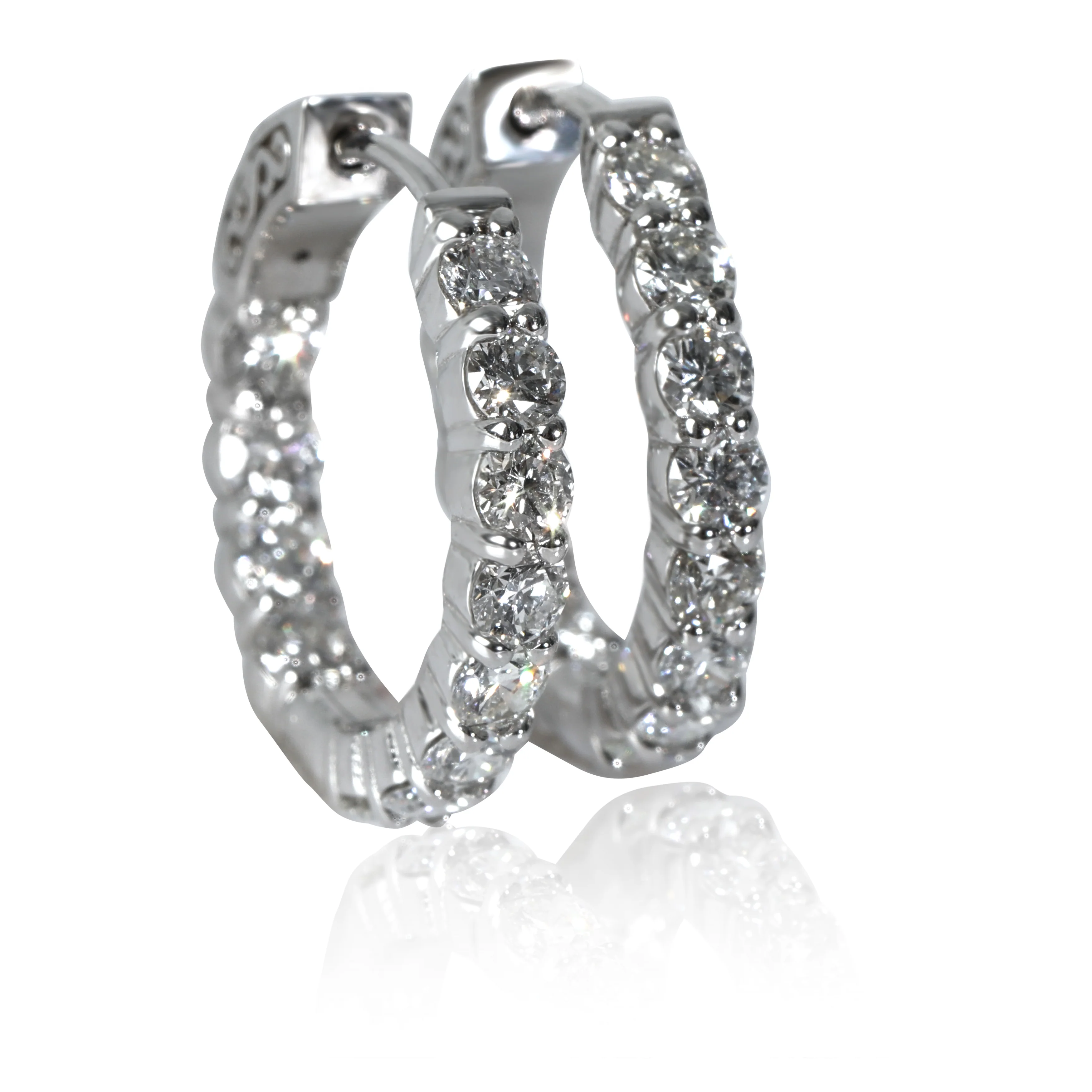 Diamond In Out Hoop Earrings in 14K White Gold (2 CTW)