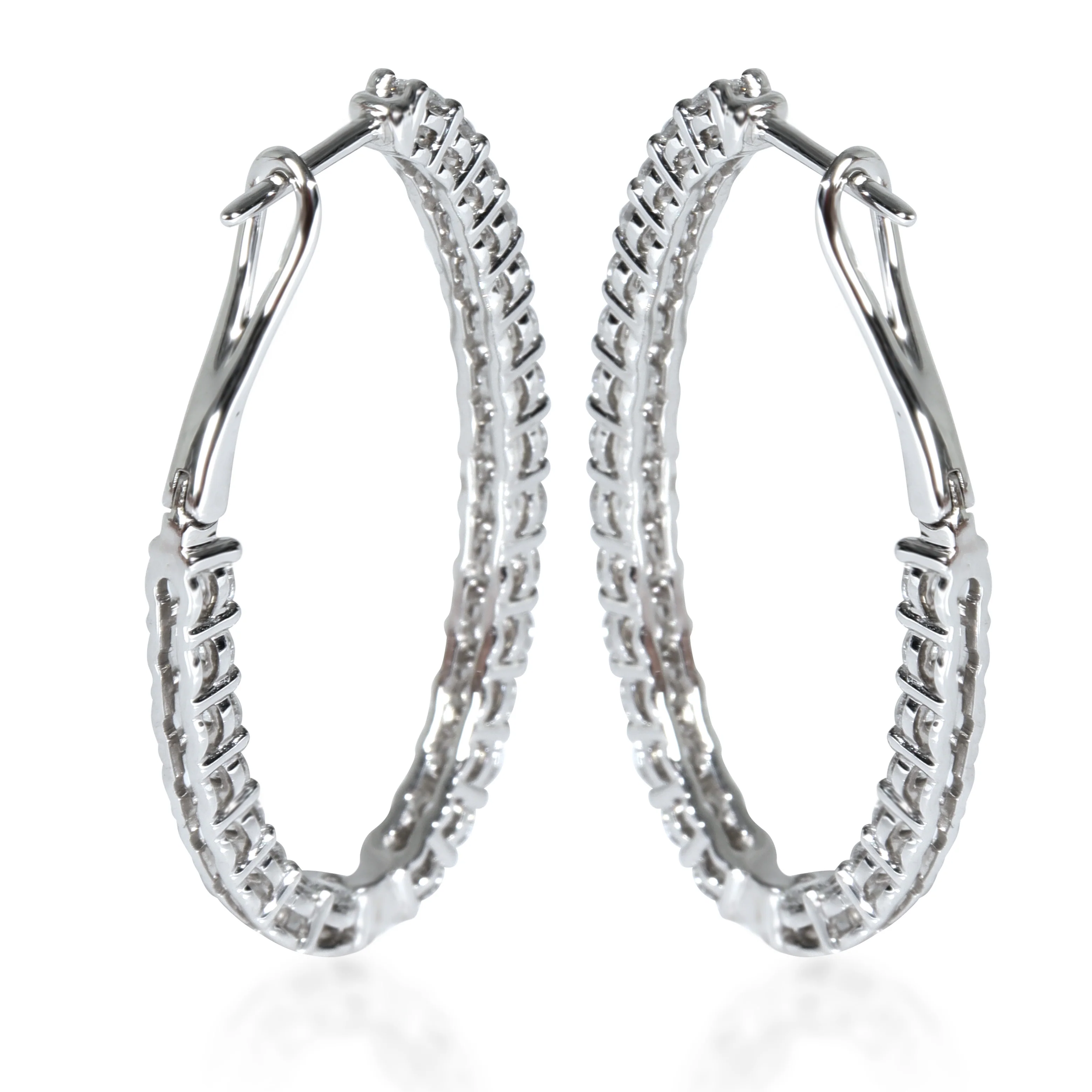 Lab-Grown Oval Diamond Earrings in 14K White Gold 3.01 CTW - Image 2