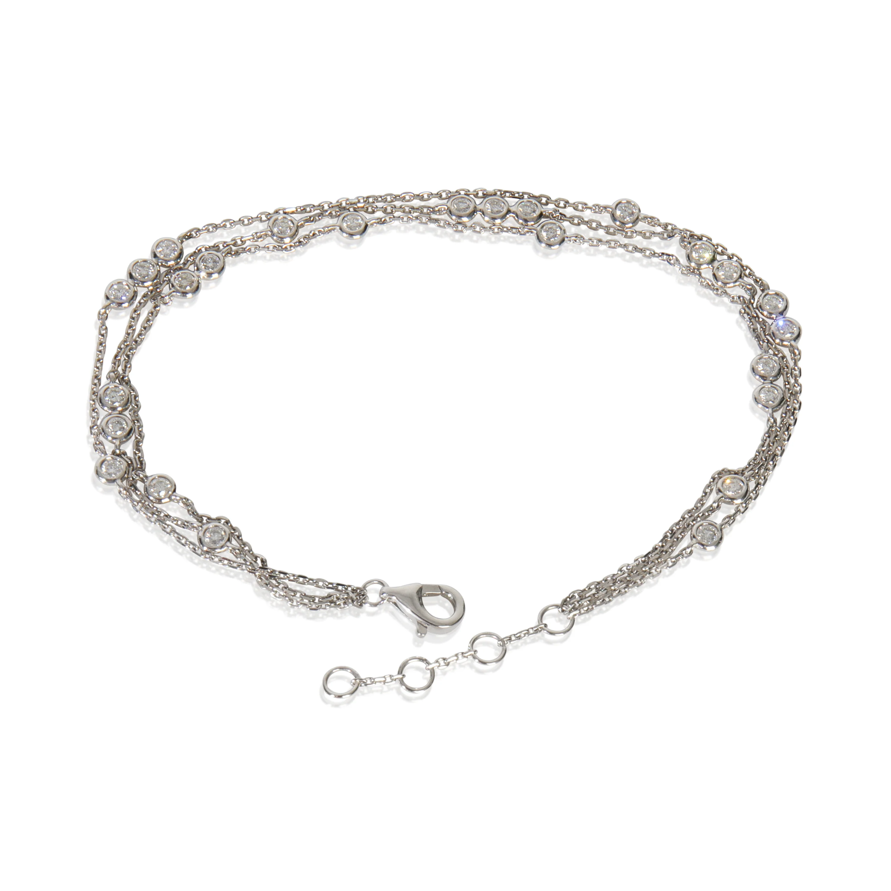 White Gold Diamond Triple Strand Bracelet - Image 2