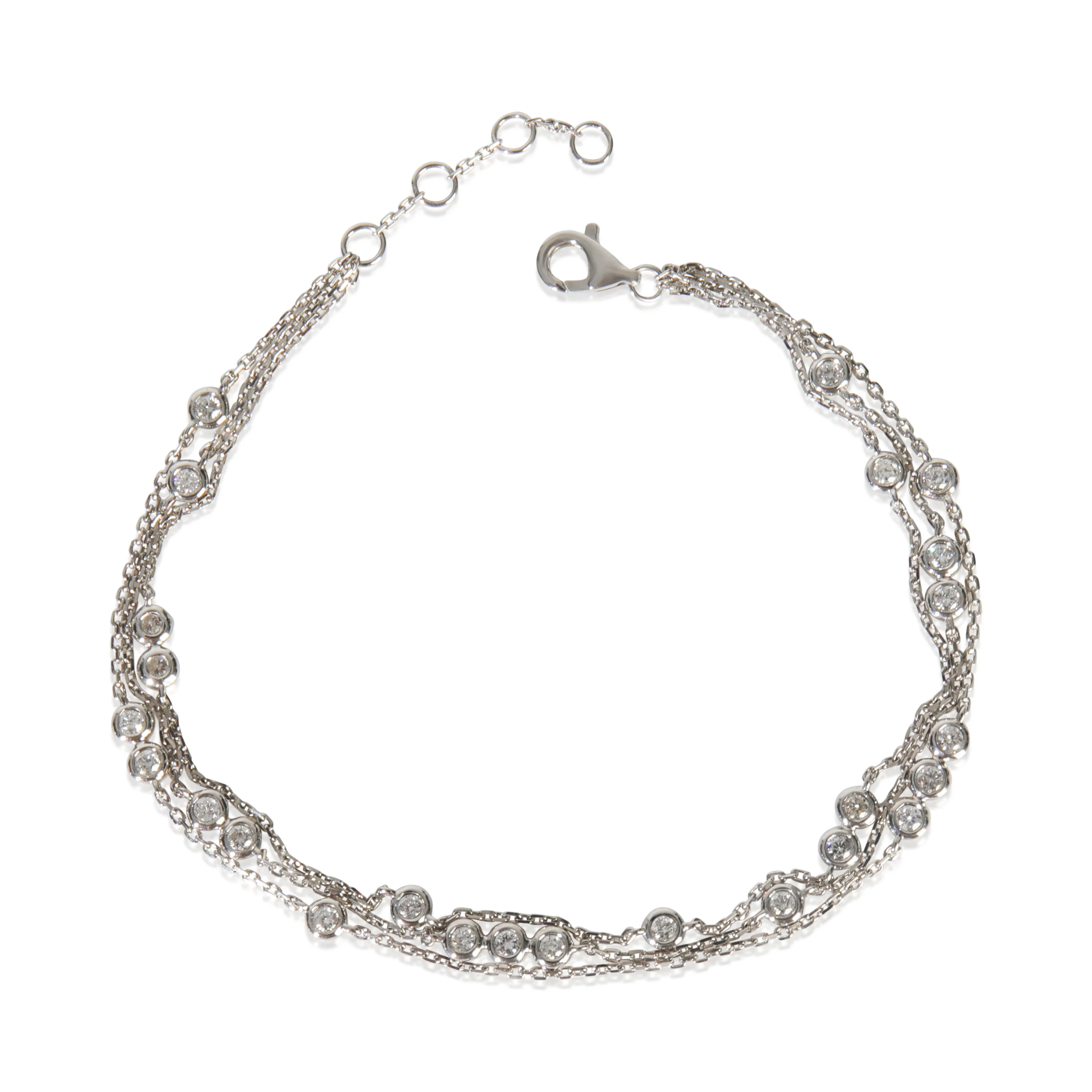 White Gold Diamond Triple Strand Bracelet - Image 4