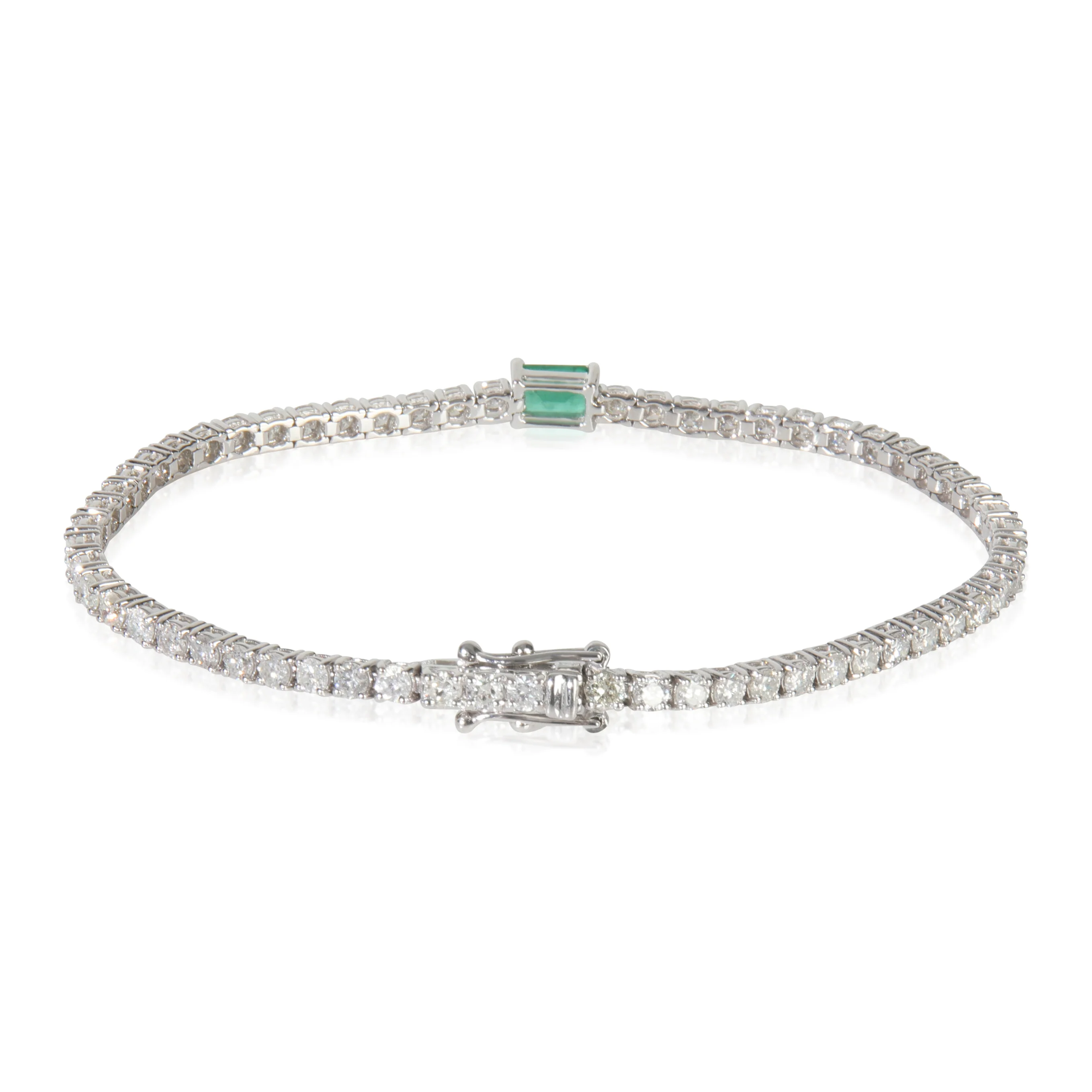 White Gold Emerald and Diamond Bracelet - Image 3