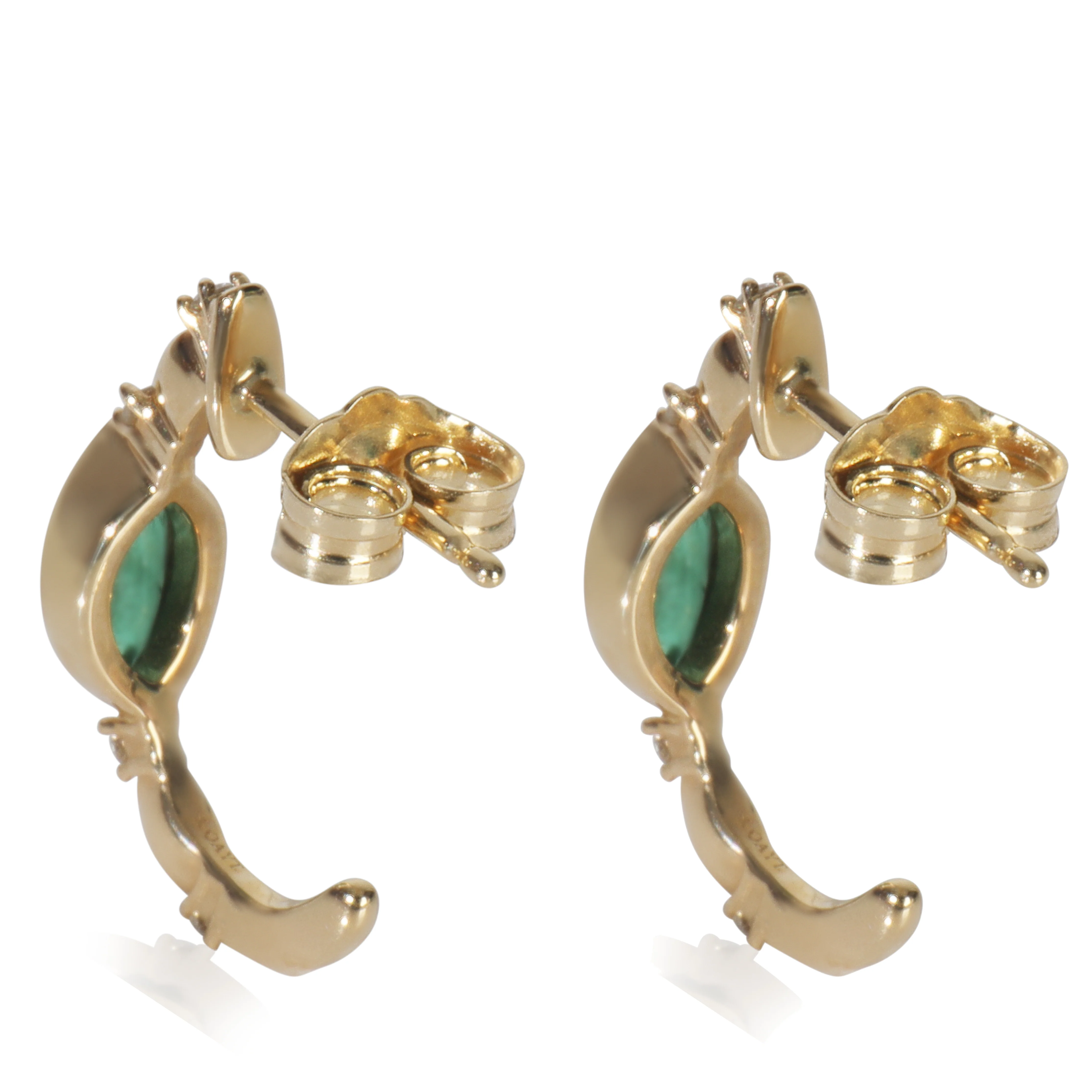 Yellow Gold Emerald and Diamond Earrings - Image 4