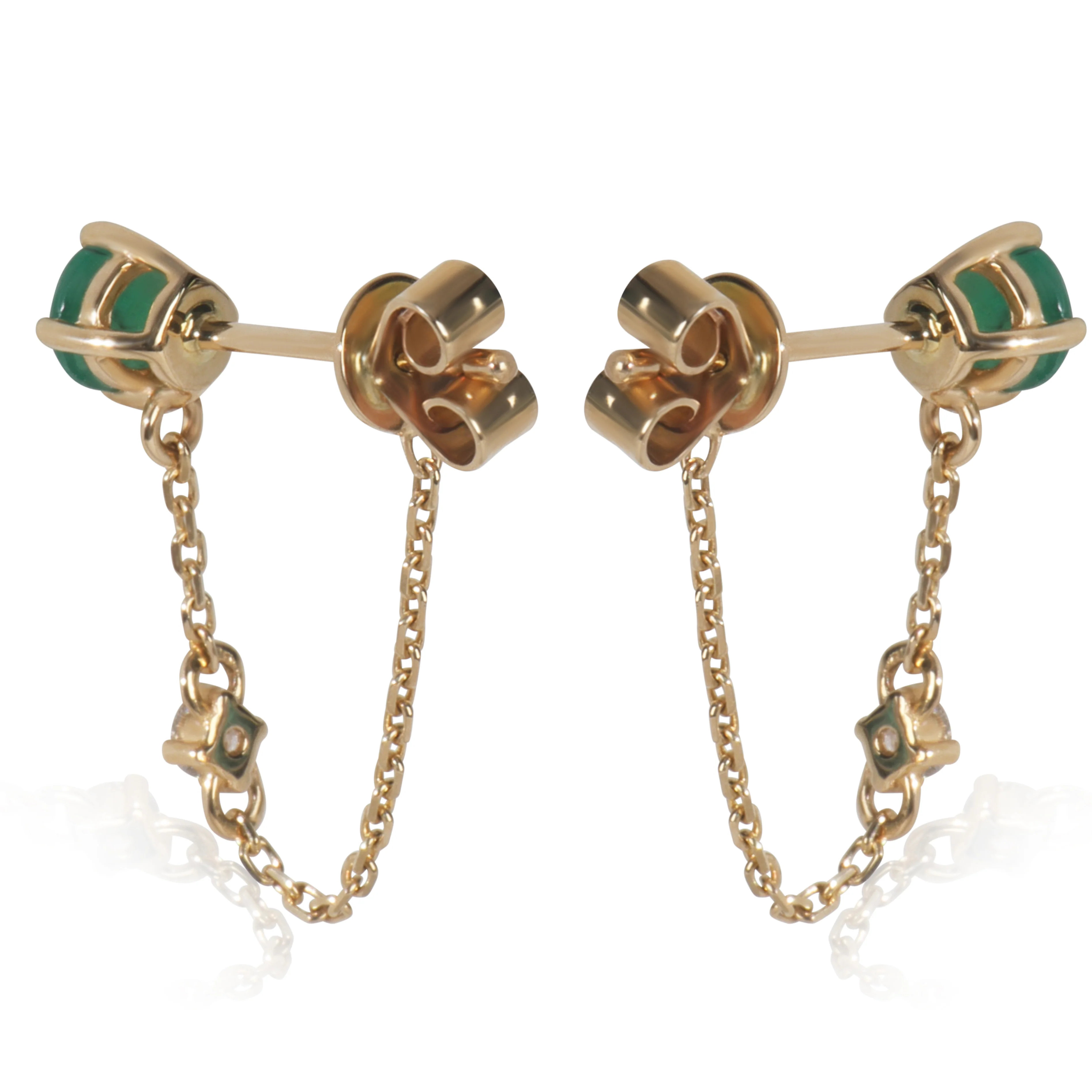 Yellow Gold Emerald and Diamond Earrings - Image 4
