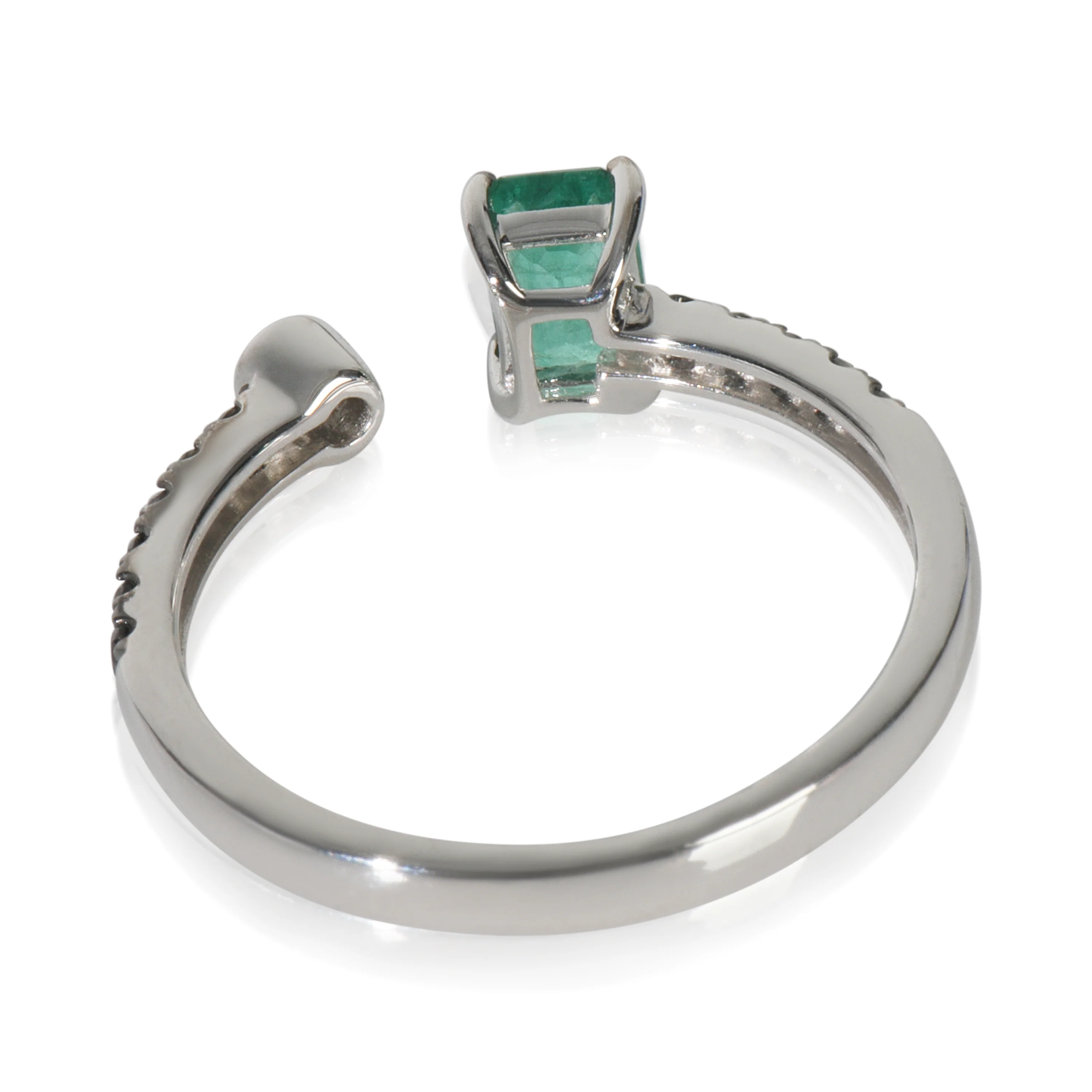 White Gold Emerald and Diamond Ring - Image 3