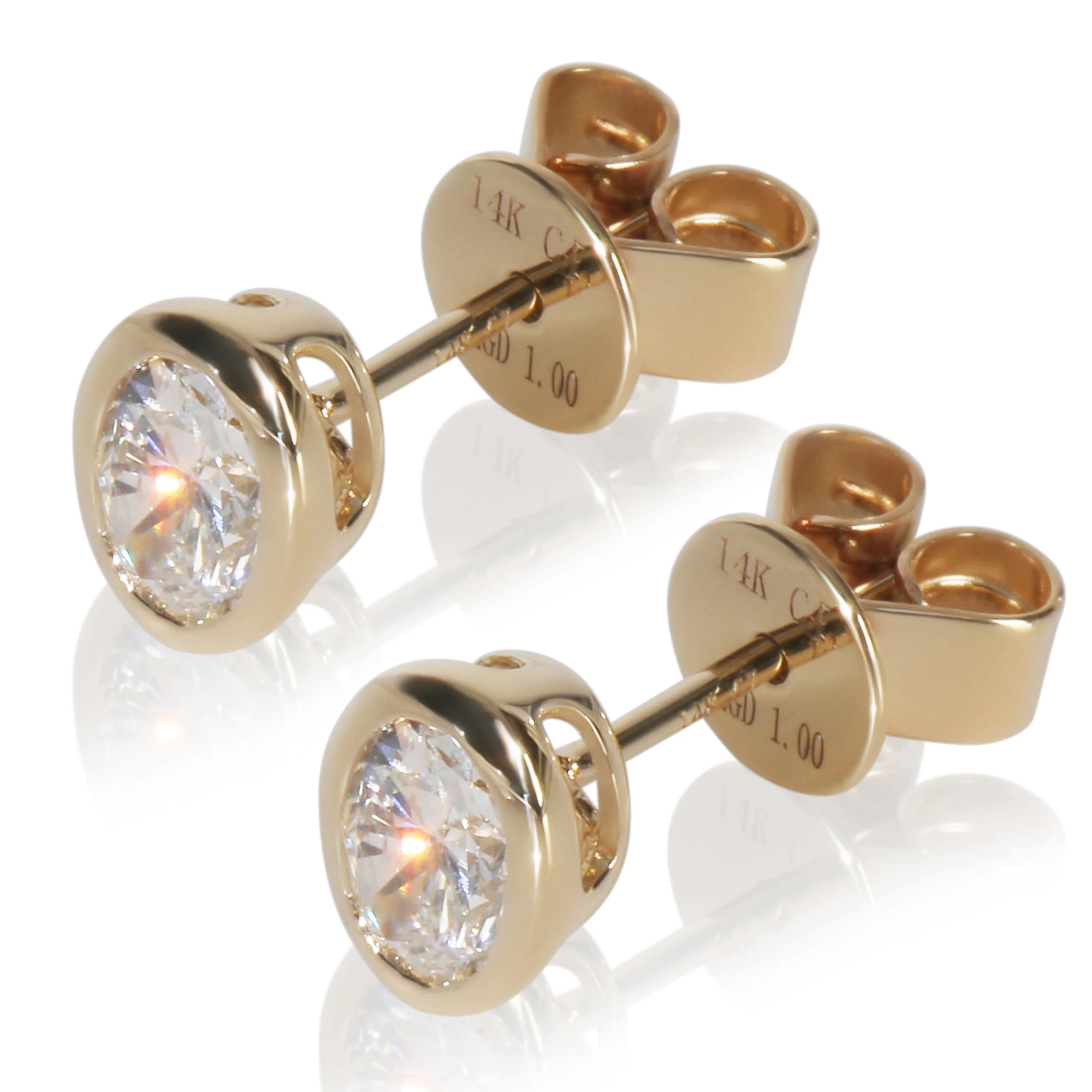 1.03 ctw Yellow Gold Lab-Grown Diamond Earrings - Image 2