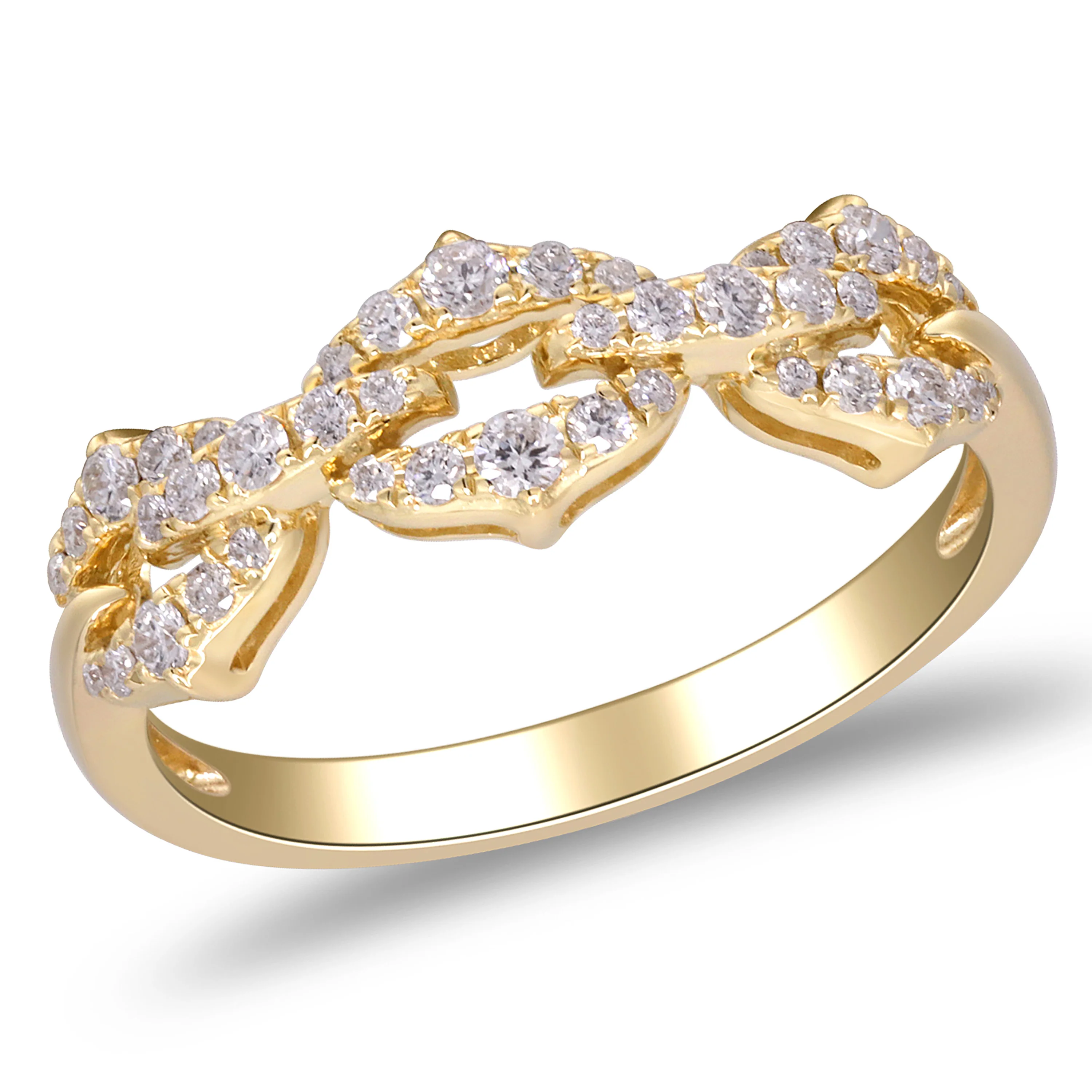 Yellow Gold Diamond Chain Link Ring - Image 2