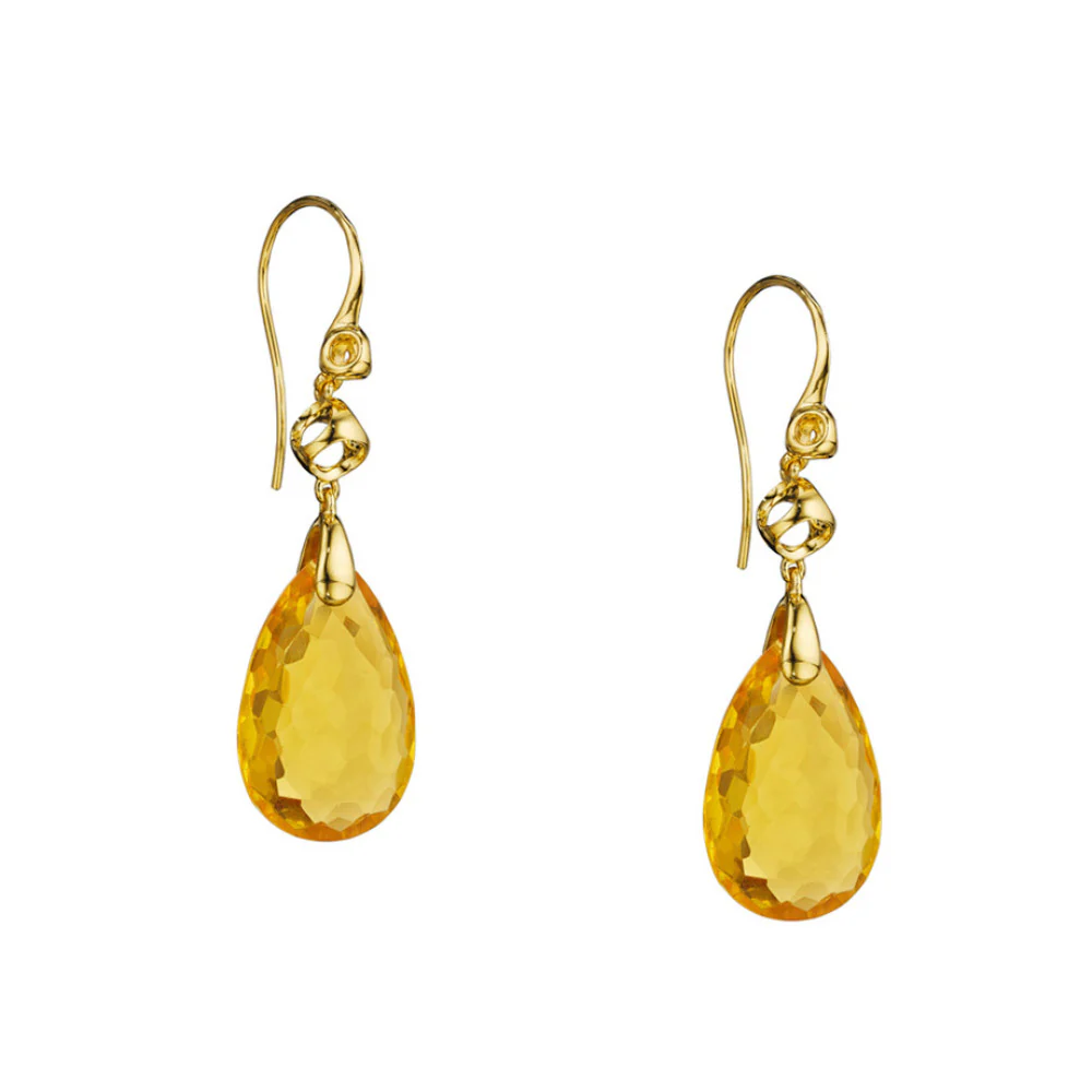 BRAND NEW Di Modolo Honey Quartz Drop Earrings in Plated 18K Yellow Gold - Image 2