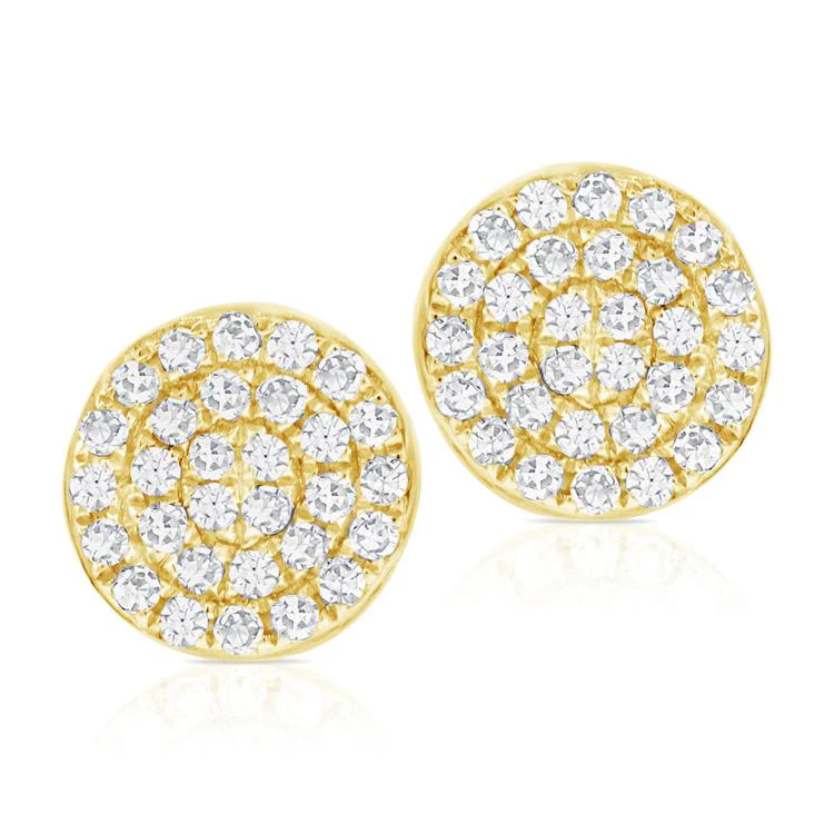 Diamond Pave Disc Stud Earrings in 14K Yellow Gold (0.22 CTW) - Image 4
