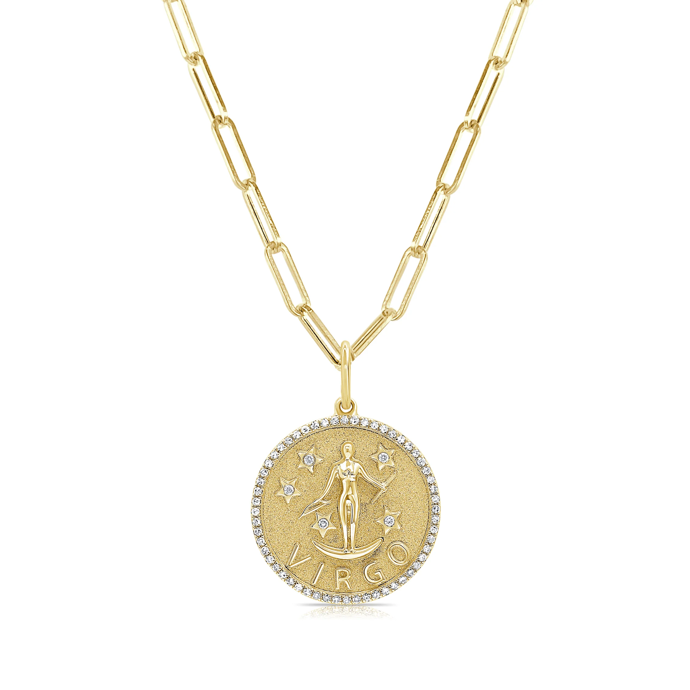 Virgo Zodiac Diamond Necklace in 14KT Yellow Gold