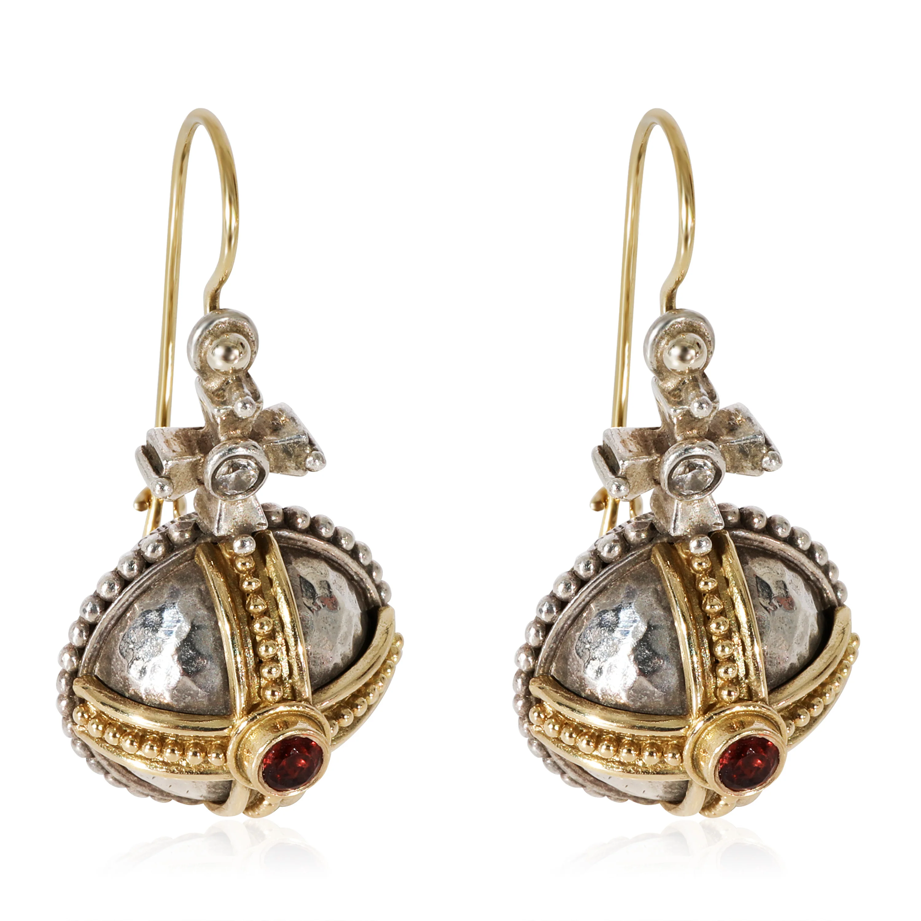 Konstantino Orb & Cross Drop Earrings, Garnet & White Sapphire