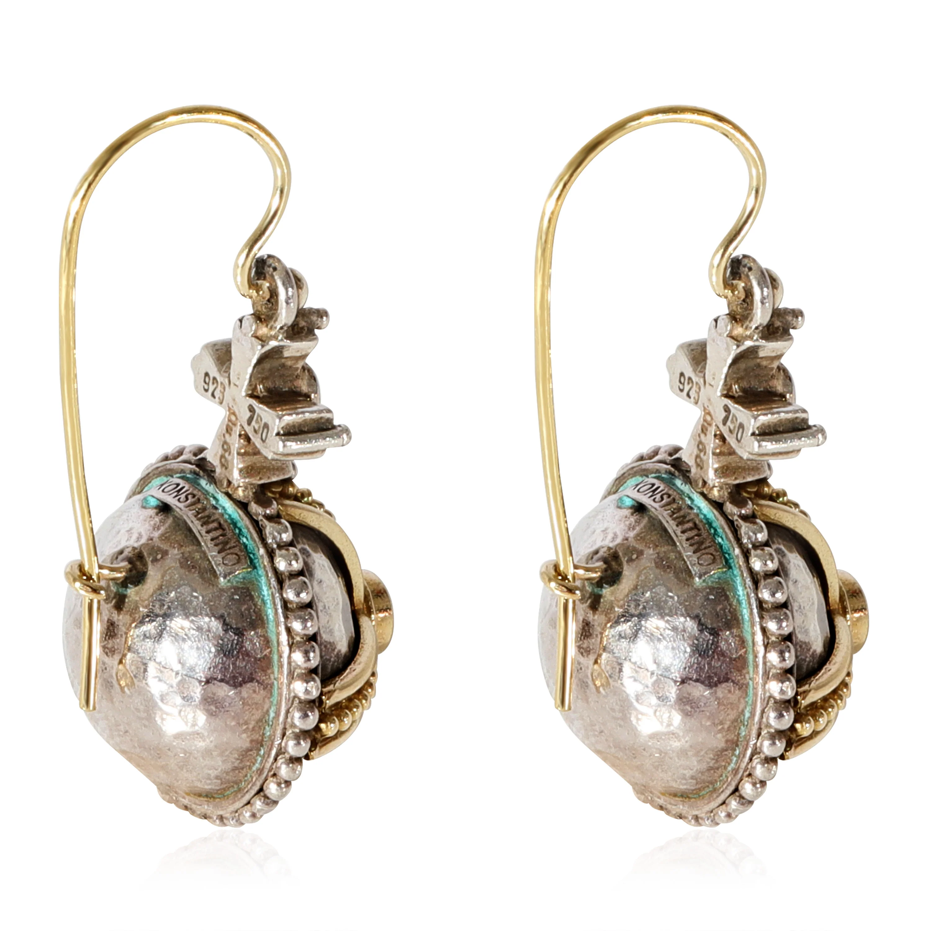Konstantino Orb & Cross Drop Earrings, Garnet & White Sapphire - Image 3