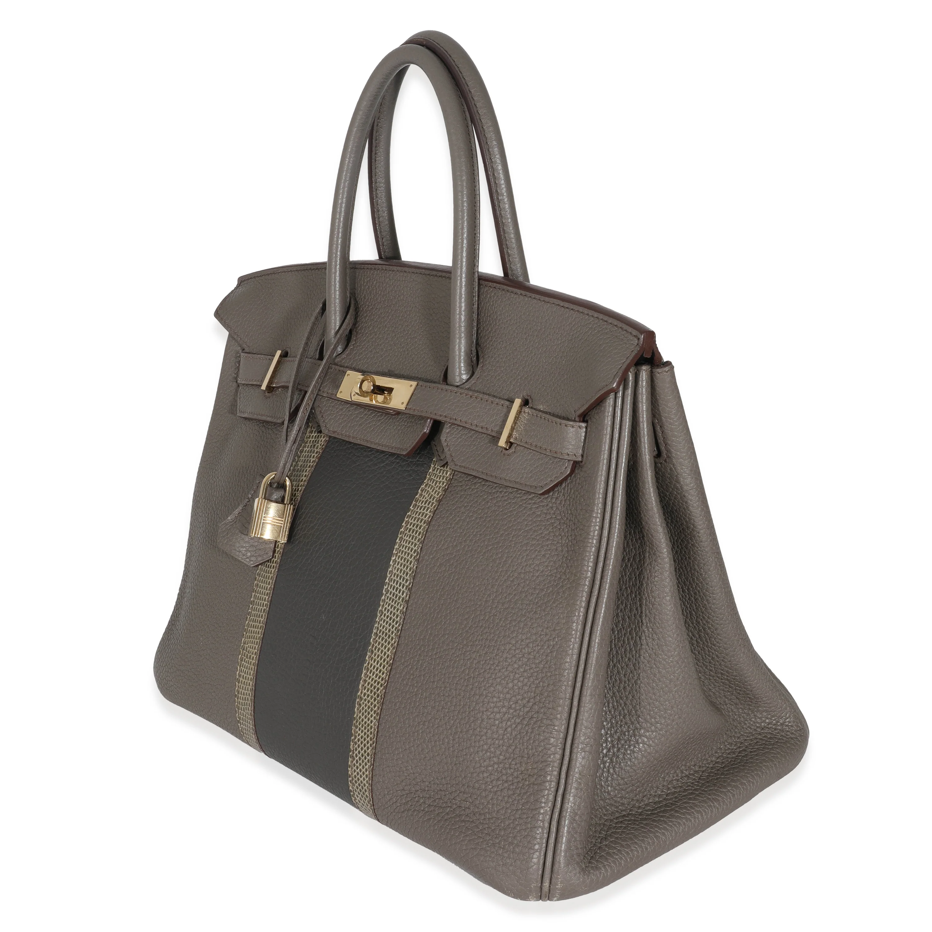 Hermes Étain Clemence Graphite Gris Fonce Lizard Club Birkin 35 PBHW - Image 2