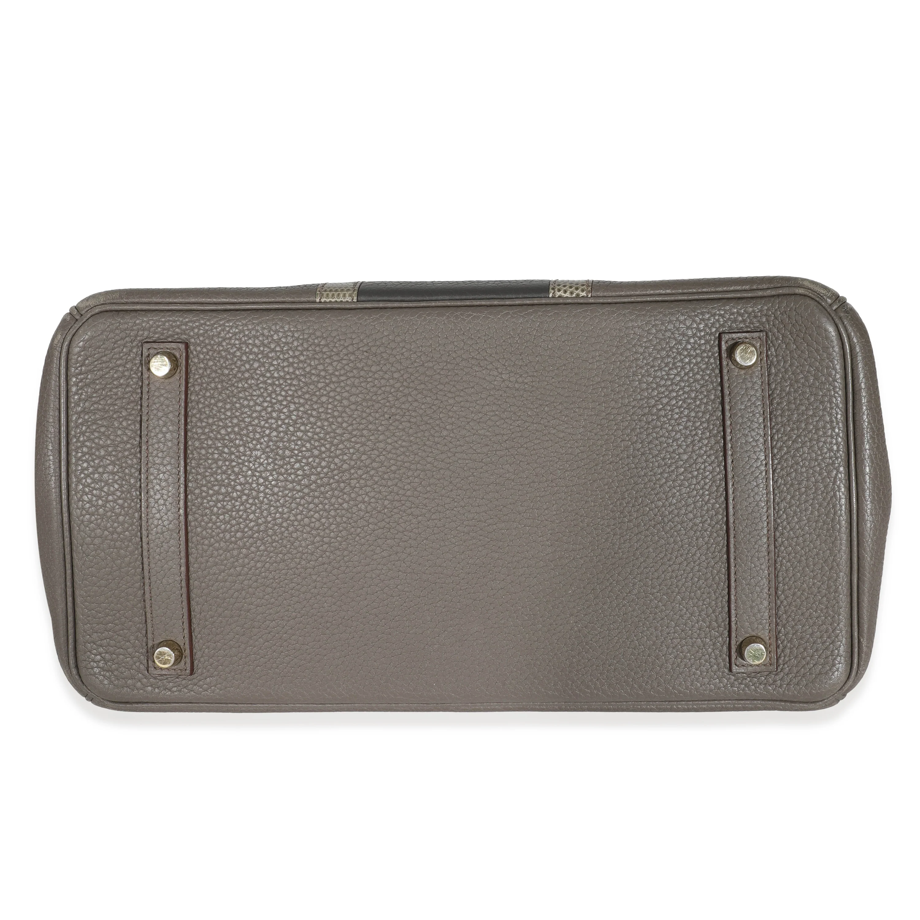 Hermes Étain Clemence Graphite Gris Fonce Lizard Club Birkin 35 PBHW - Image 4