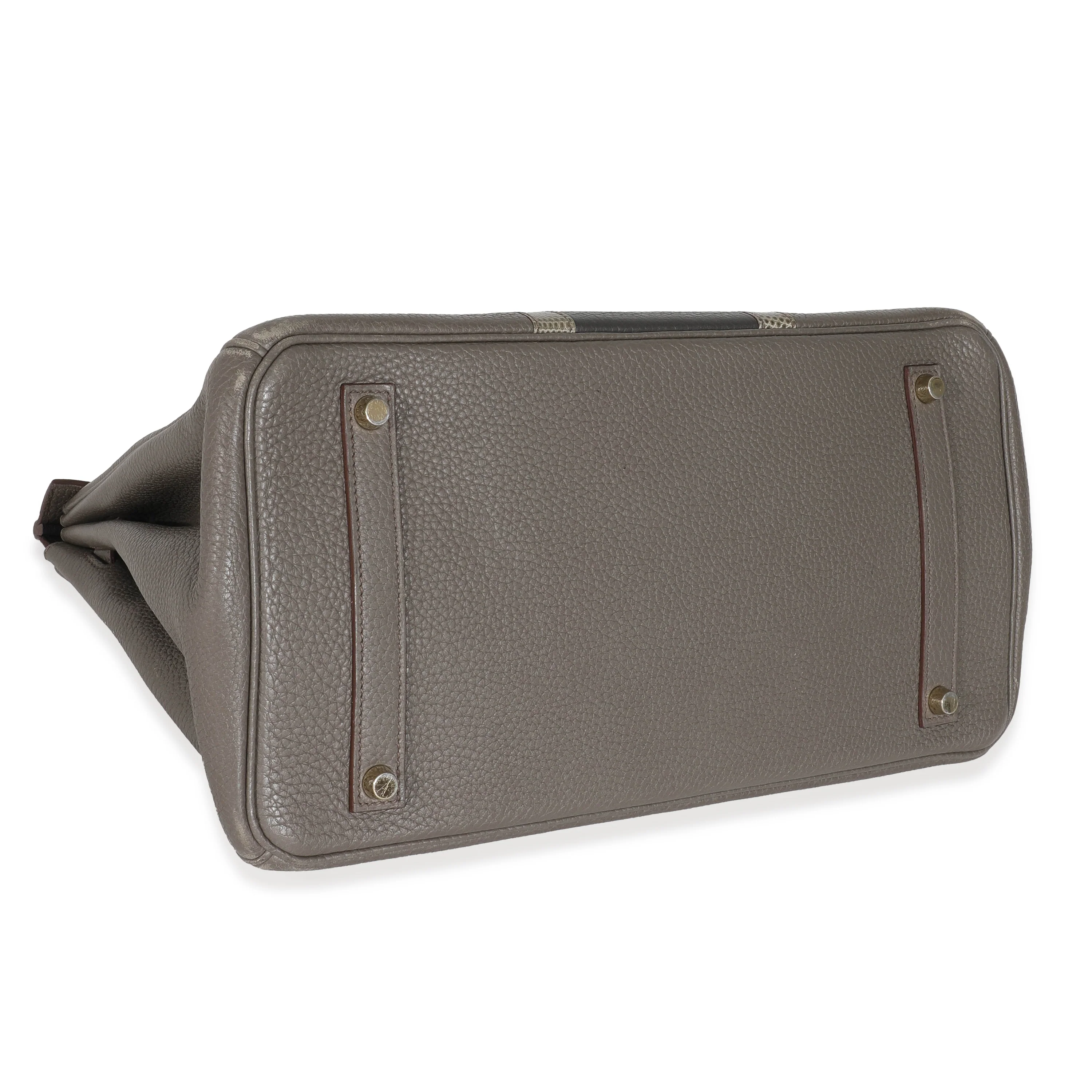 Hermes Étain Clemence Graphite Gris Fonce Lizard Club Birkin 35 PBHW - Image 5