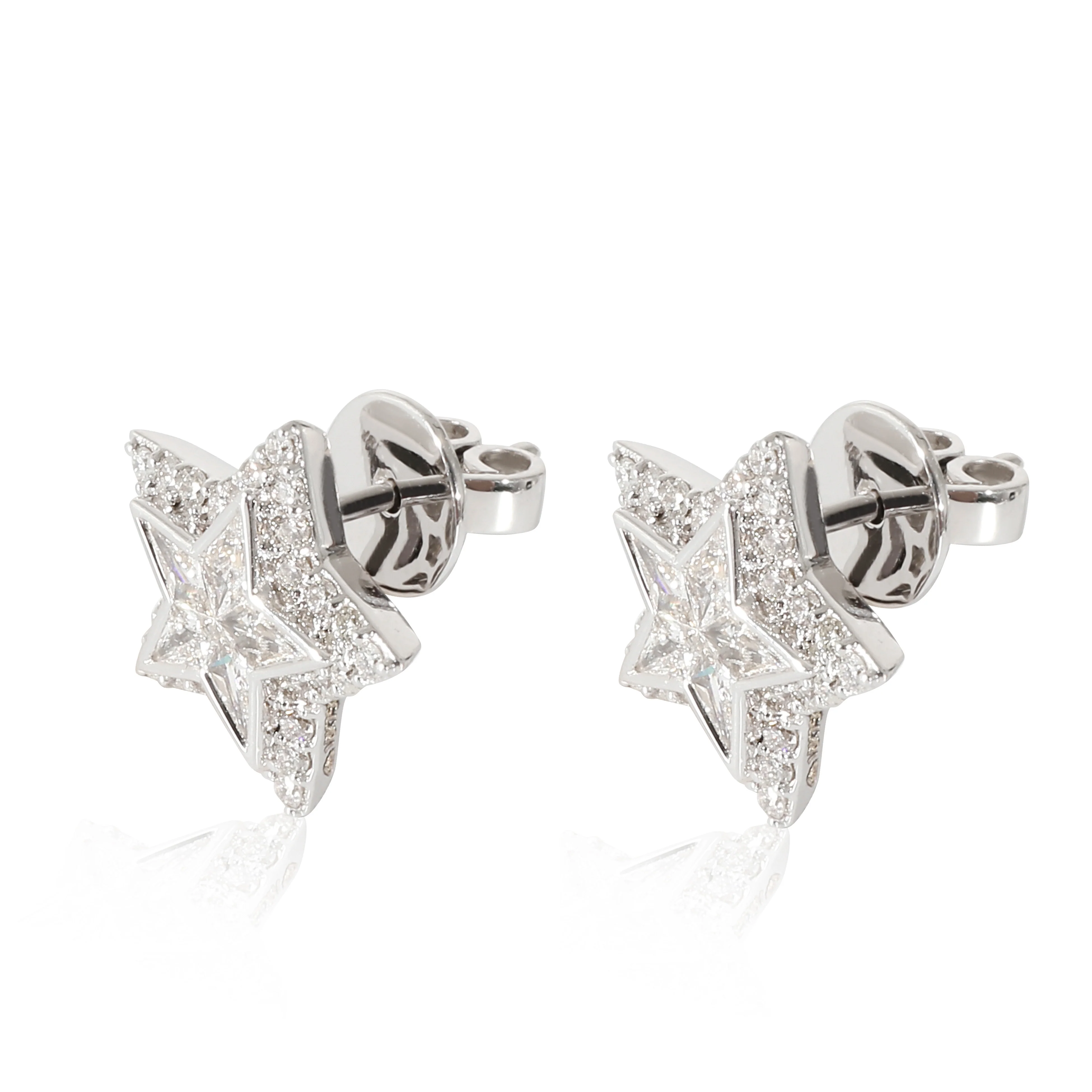 Diamond Star Earrings in 18K White Gold (1 CTW) - Image 2