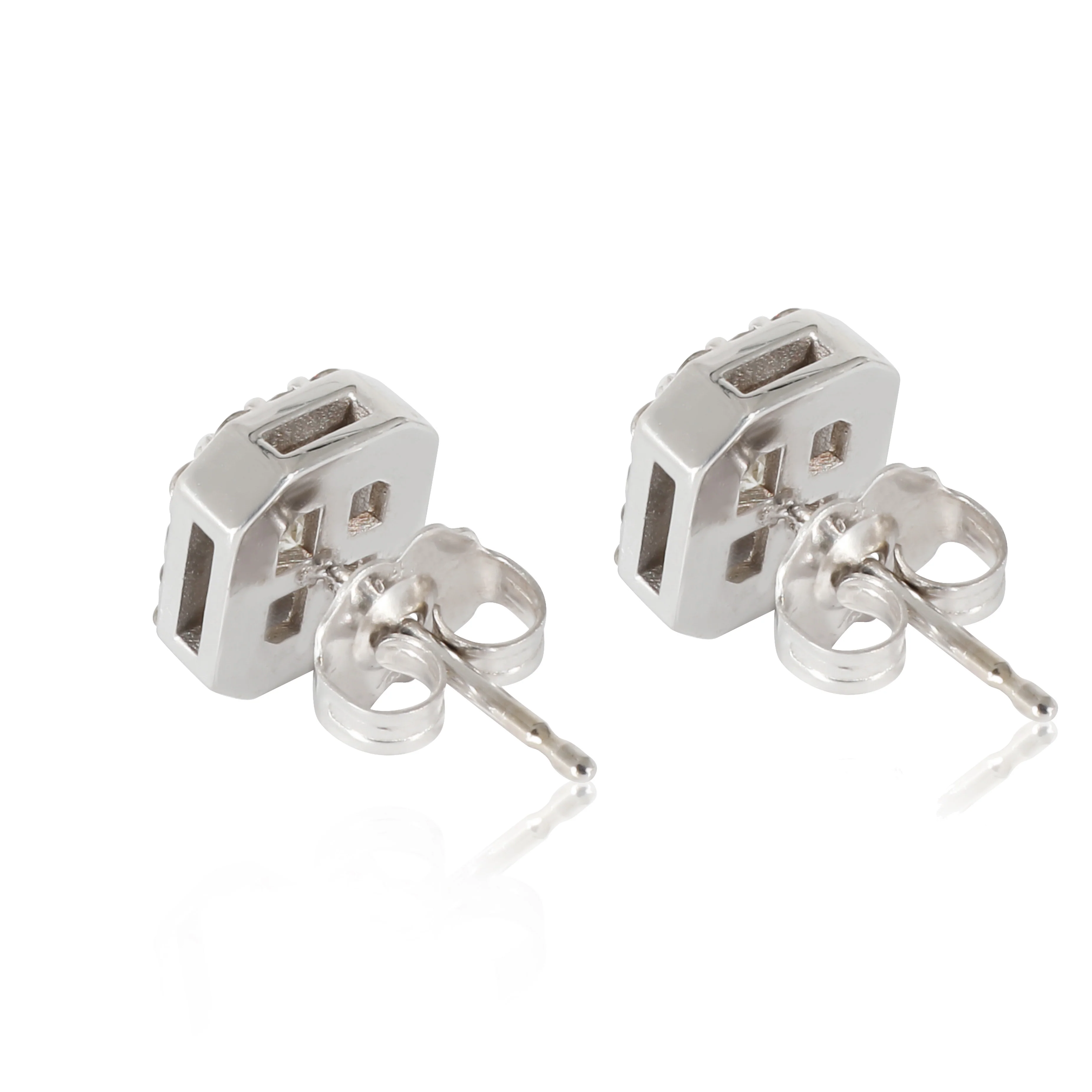 Diamond Radiant Halo Earrings in 18K White Gold (0.95 CTW) - Image 3