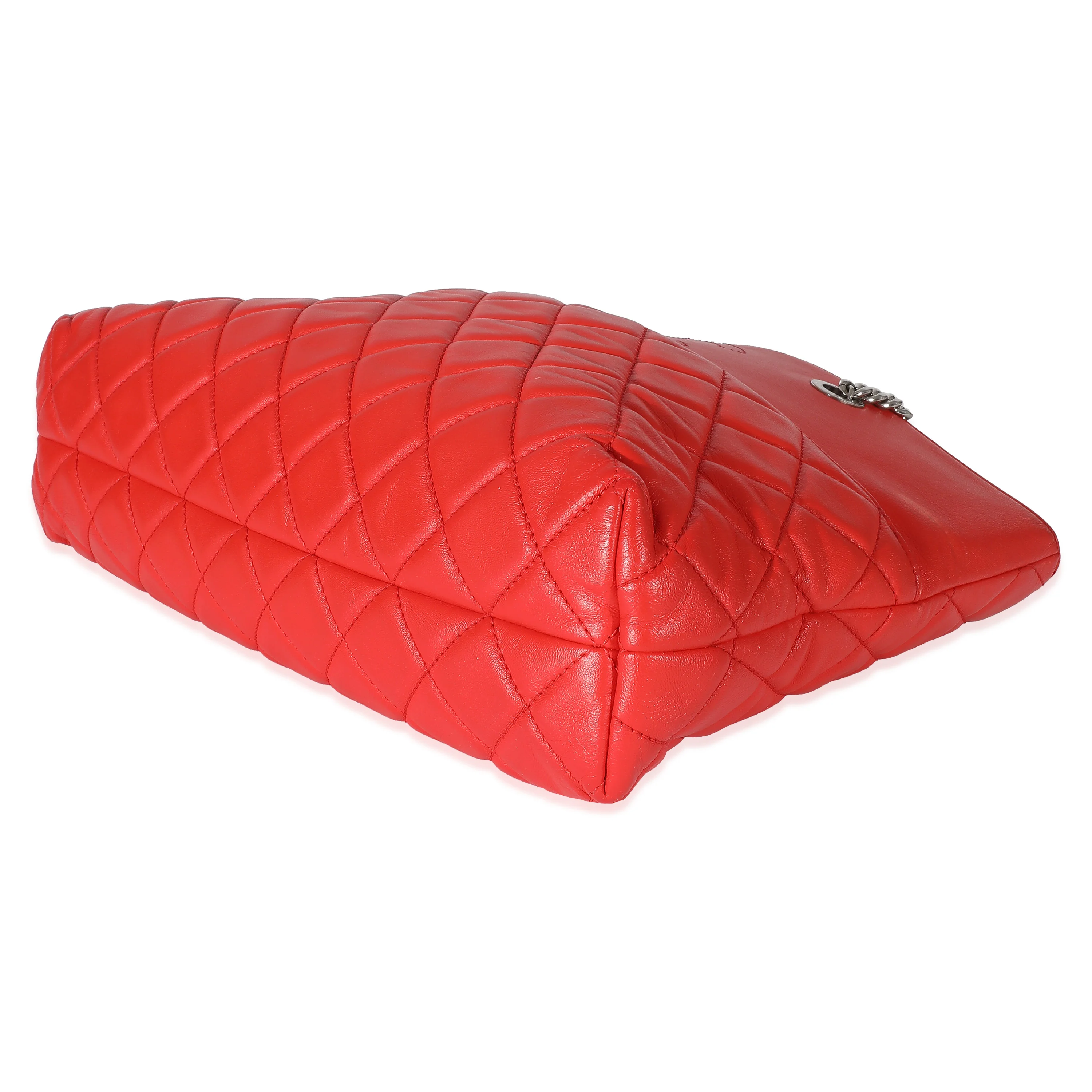 Chanel Red Lambskin CC Front Pocket Chain Tote - Image 7