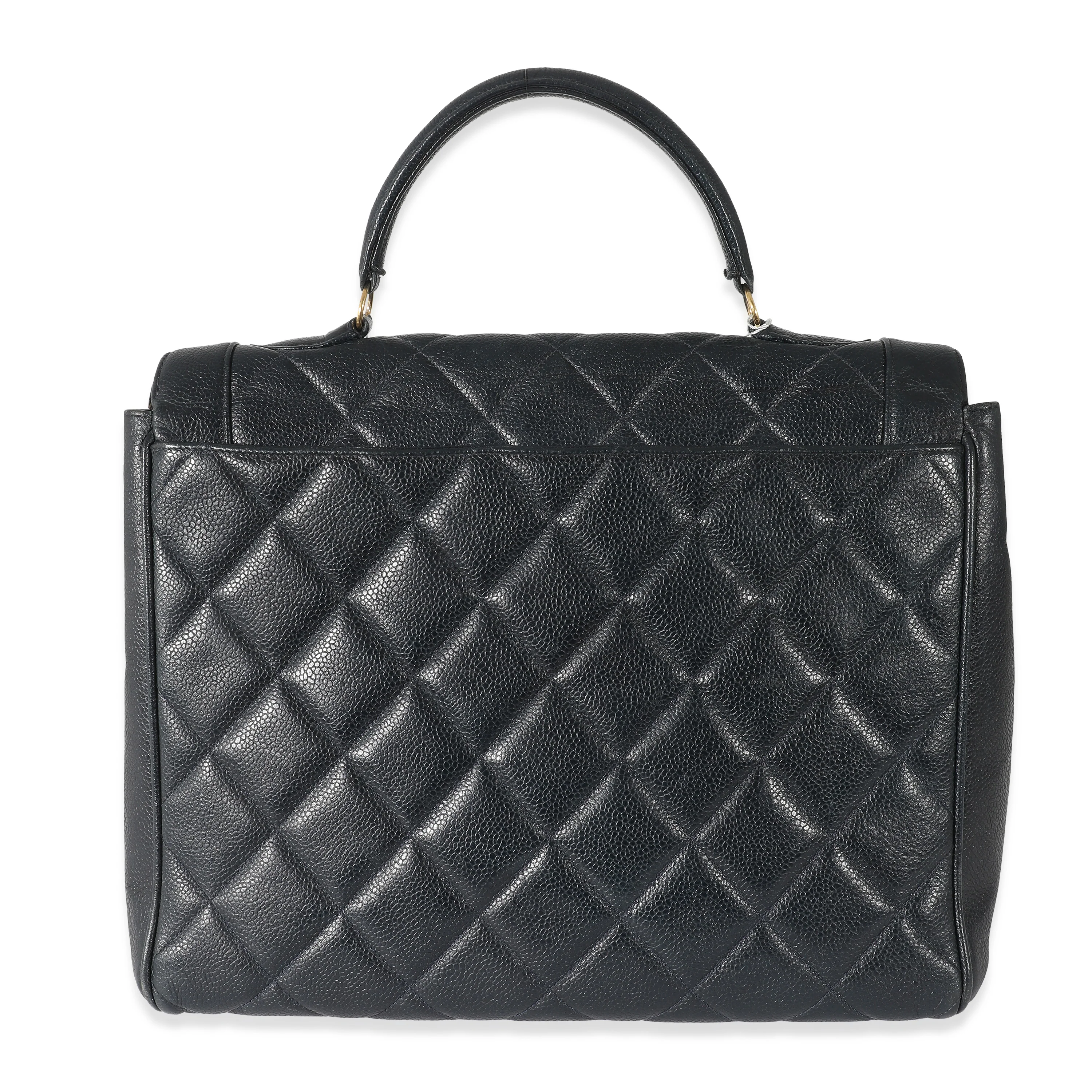 Chanel Black Quilted Caviar Top Handle Kelly Bag - Image 3